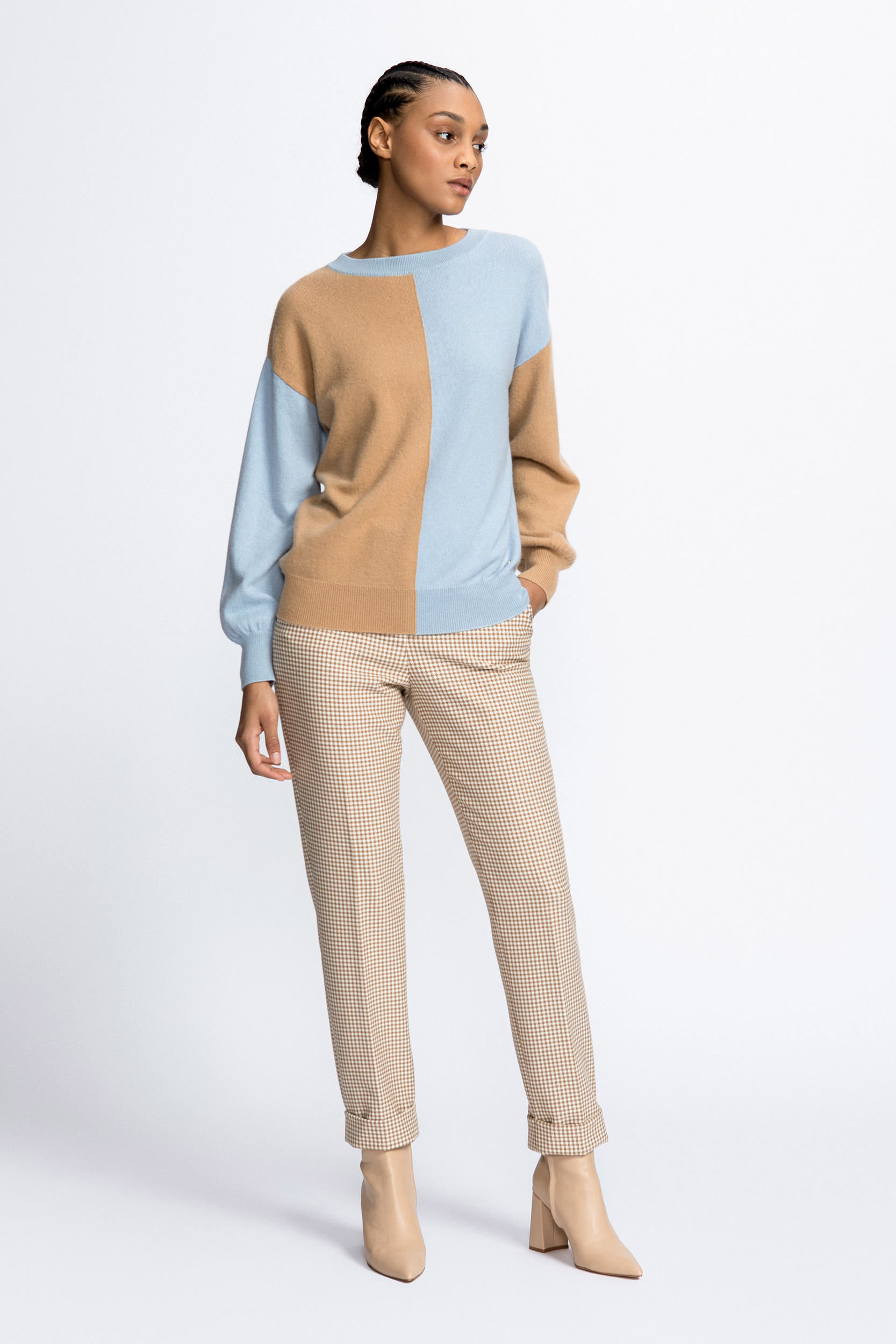 Zweifarbiger Pullover aus Kaschmir