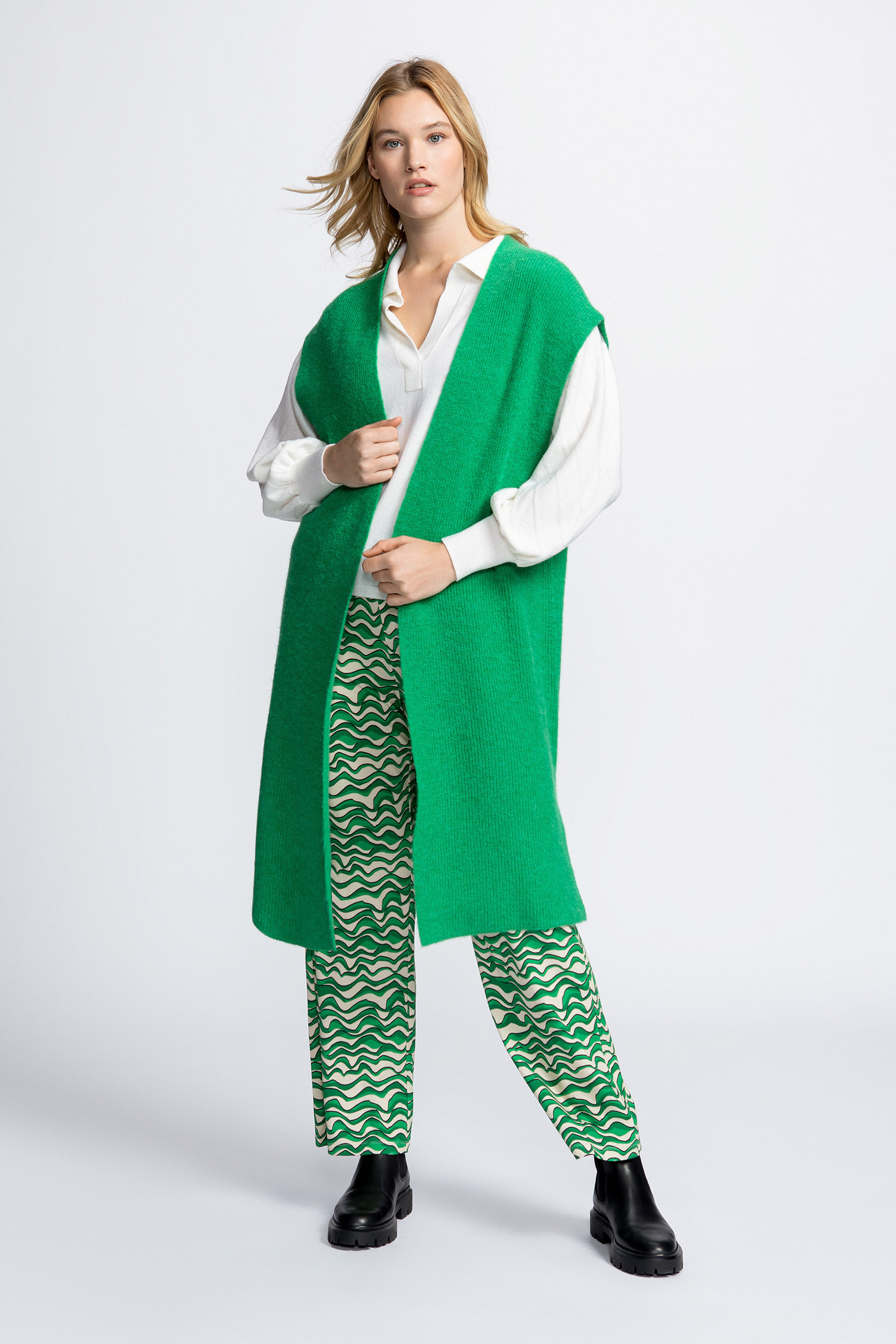 Veste sans manche en mélange de laines