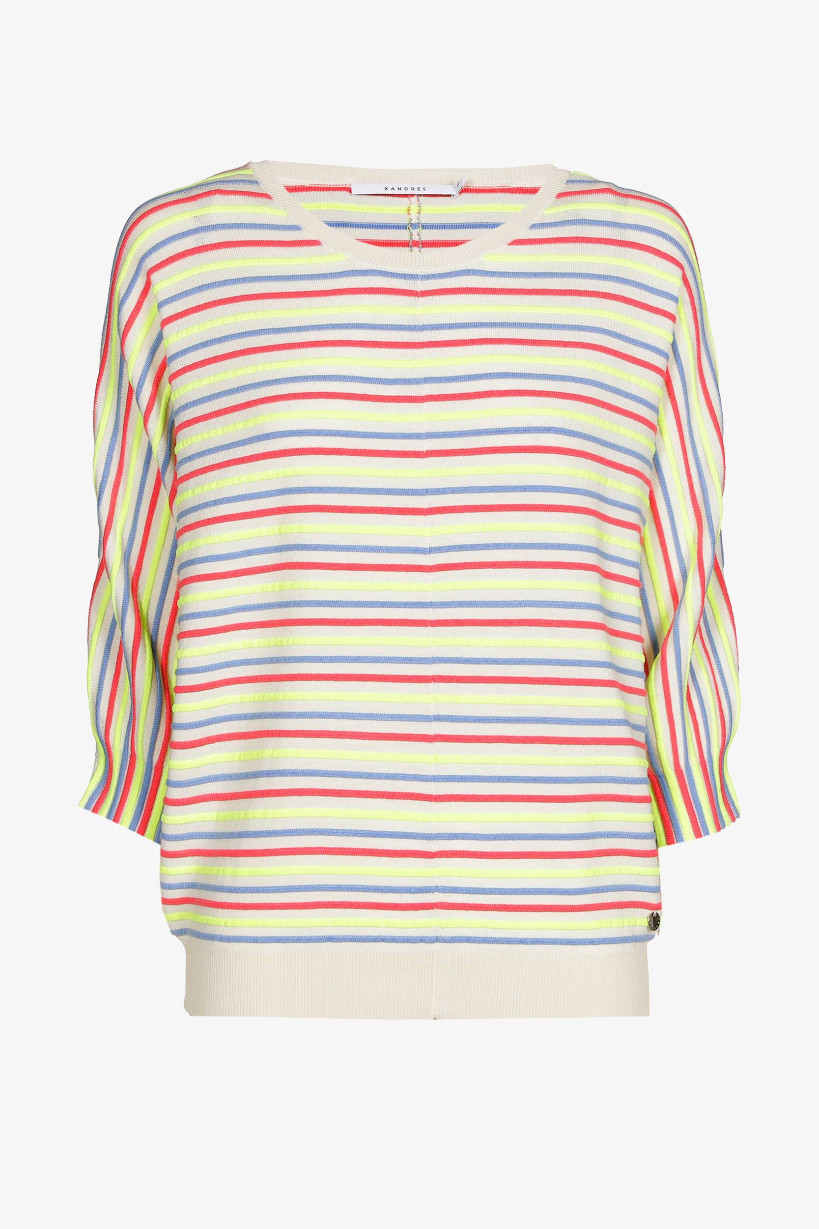 Pull rayé à manches bouffantes