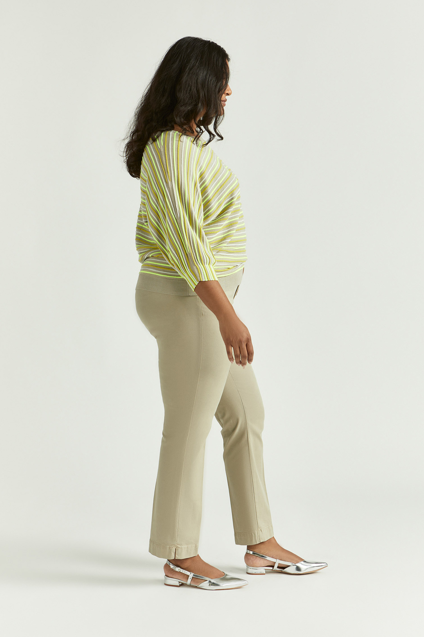 Gestreepte pull met pofmouw