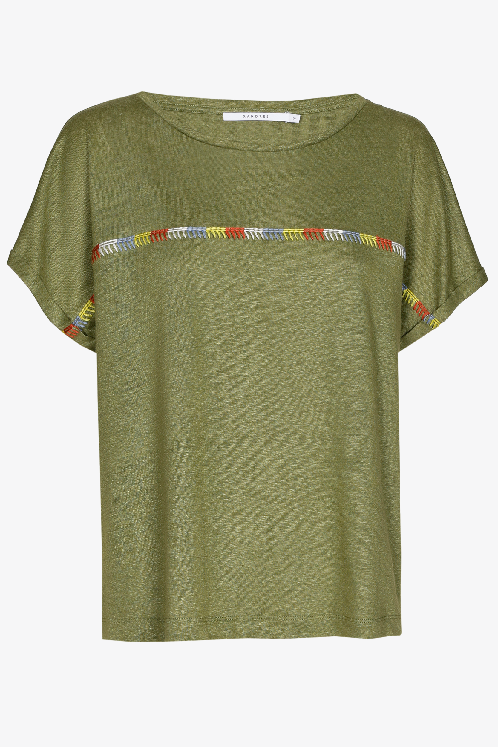Linen T-shirt with embroidery