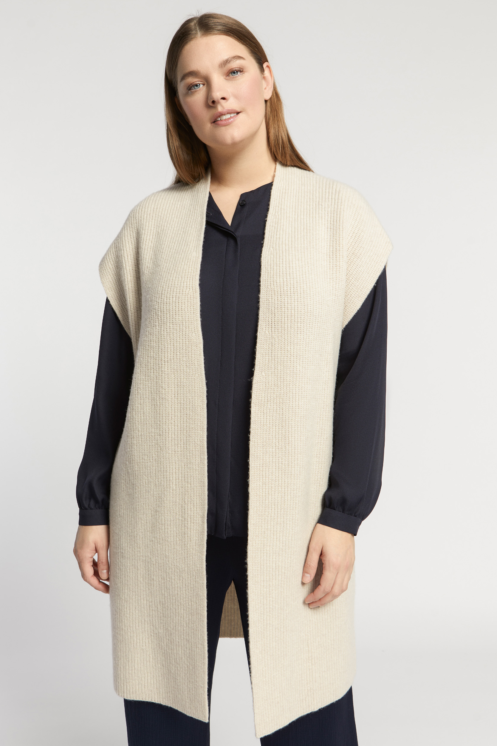 Sleeveless long cardigan sweater shop