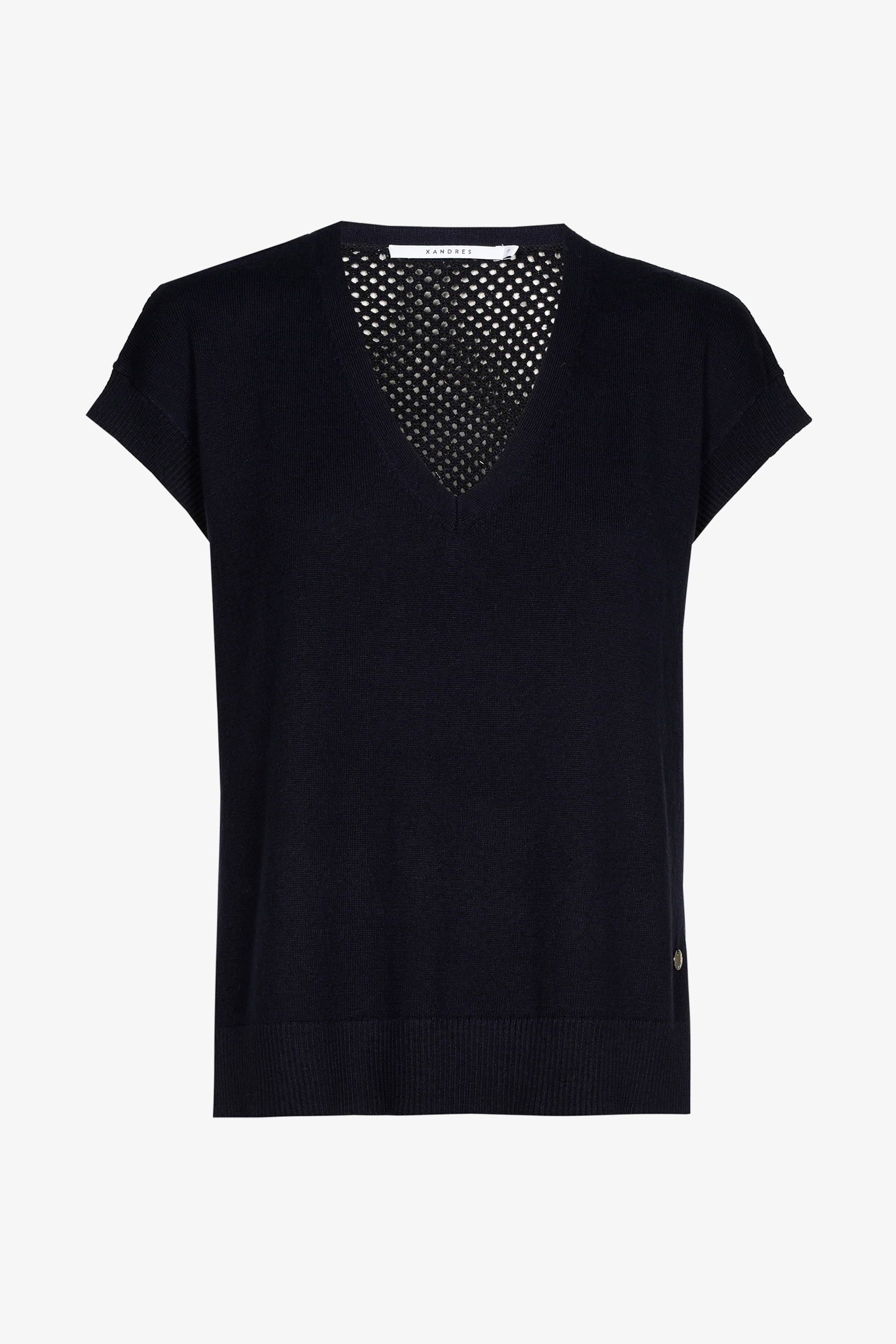 Sleeveless waistcoat with crochet knit