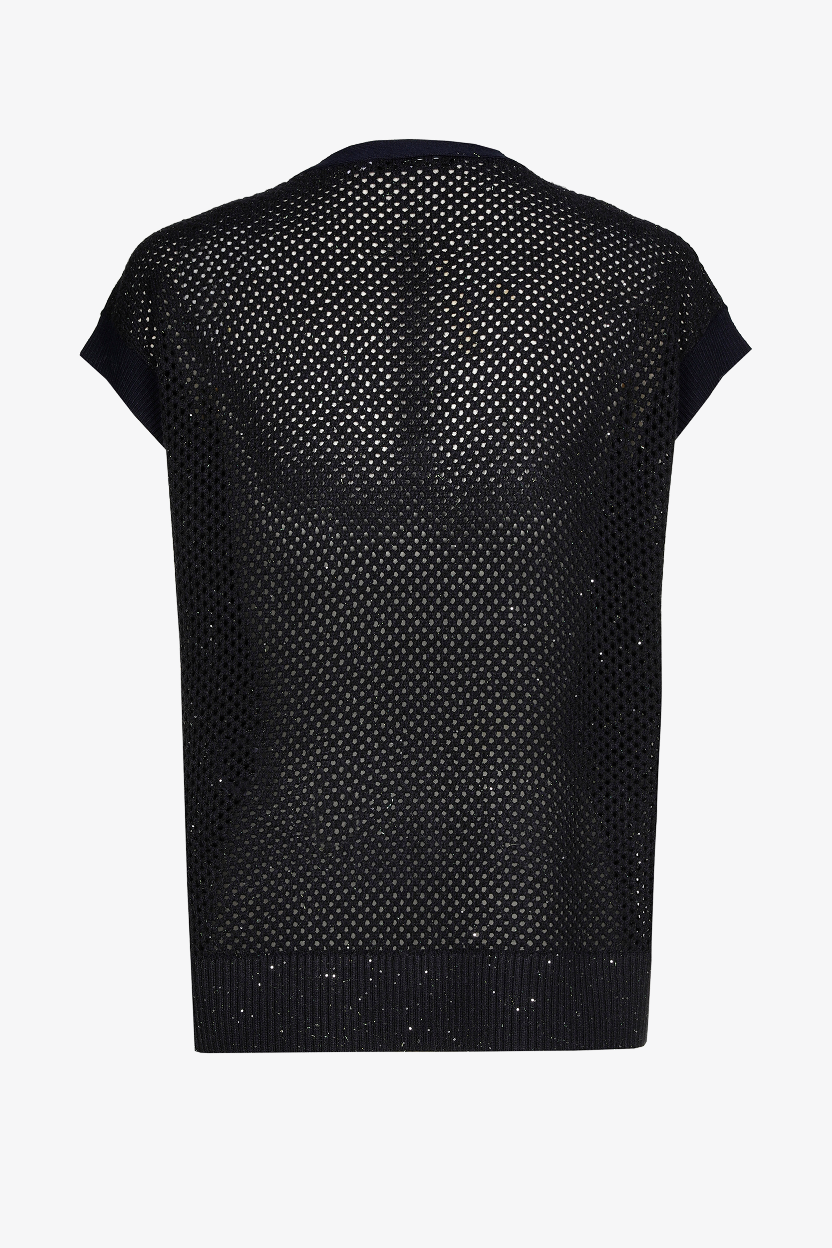 Sleeveless waistcoat with crochet knit