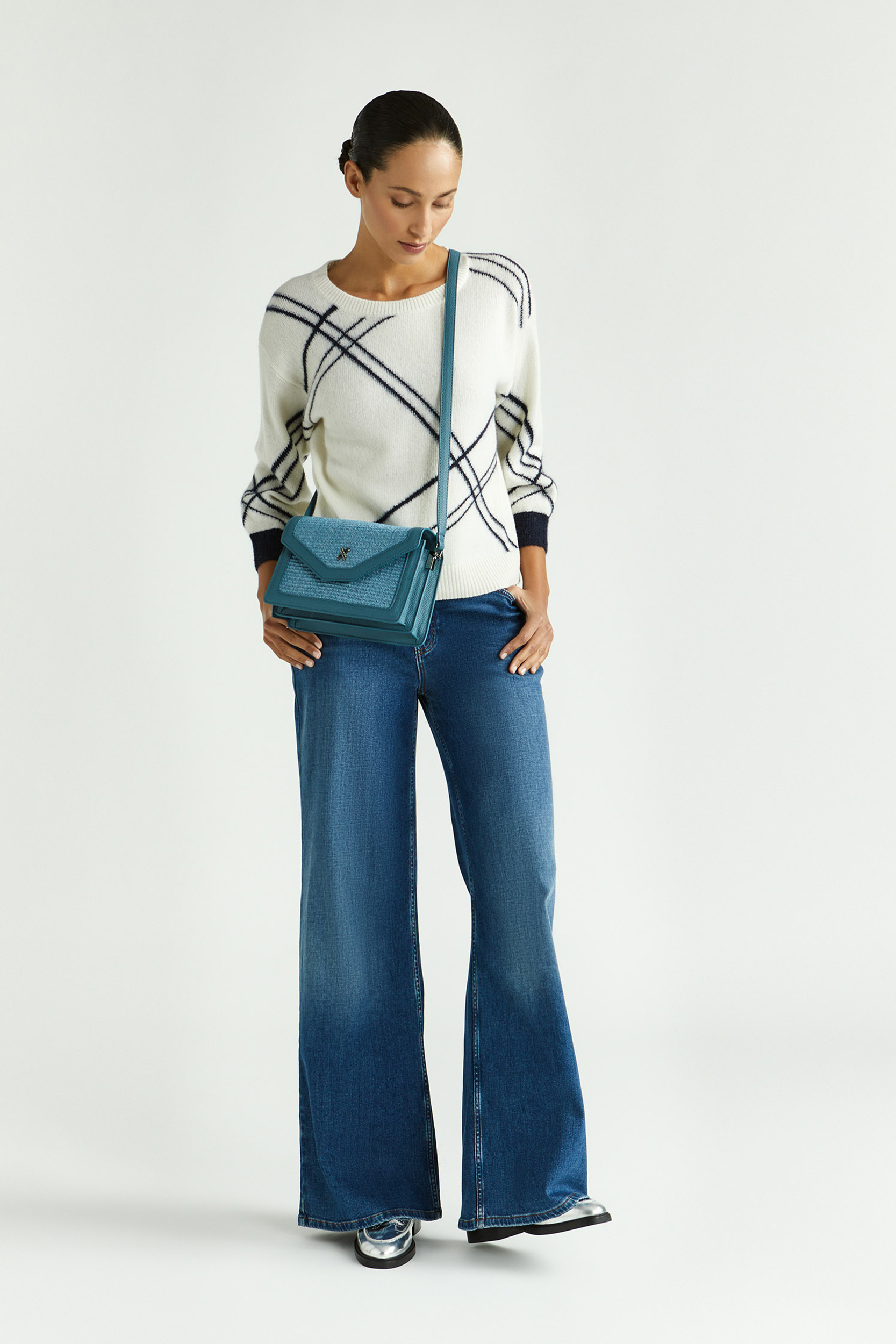 Geruite pull van zomerse wolmix