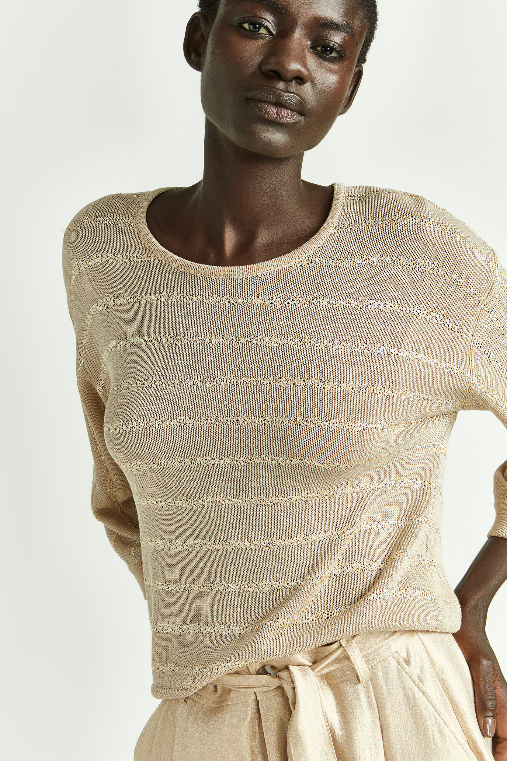 Gestreepte pull van fijne viscose