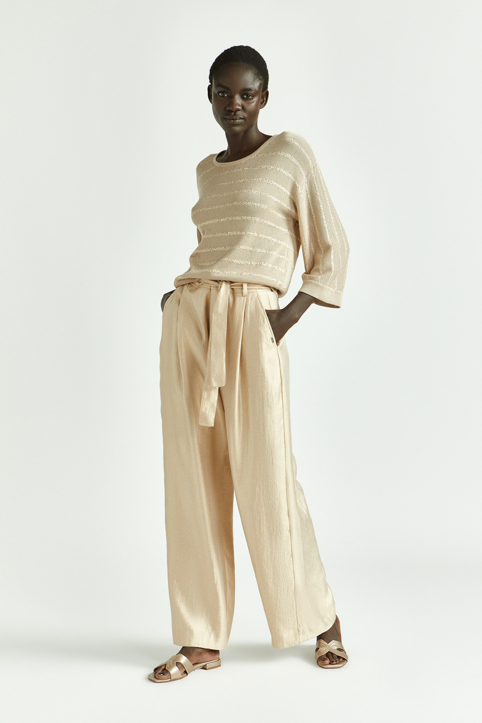 Gestreepte pull van fijne viscose