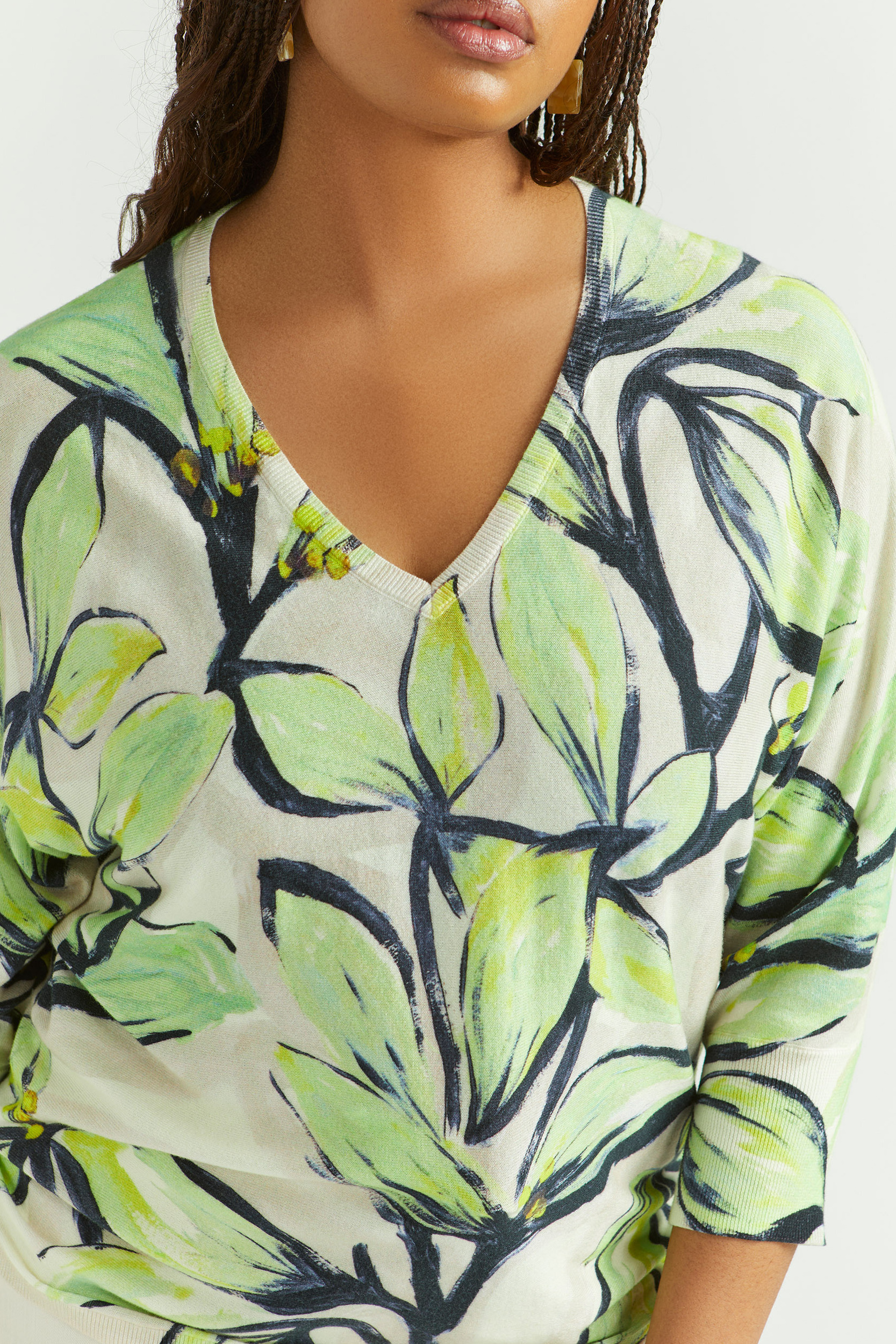 Pull en coton à motif floral