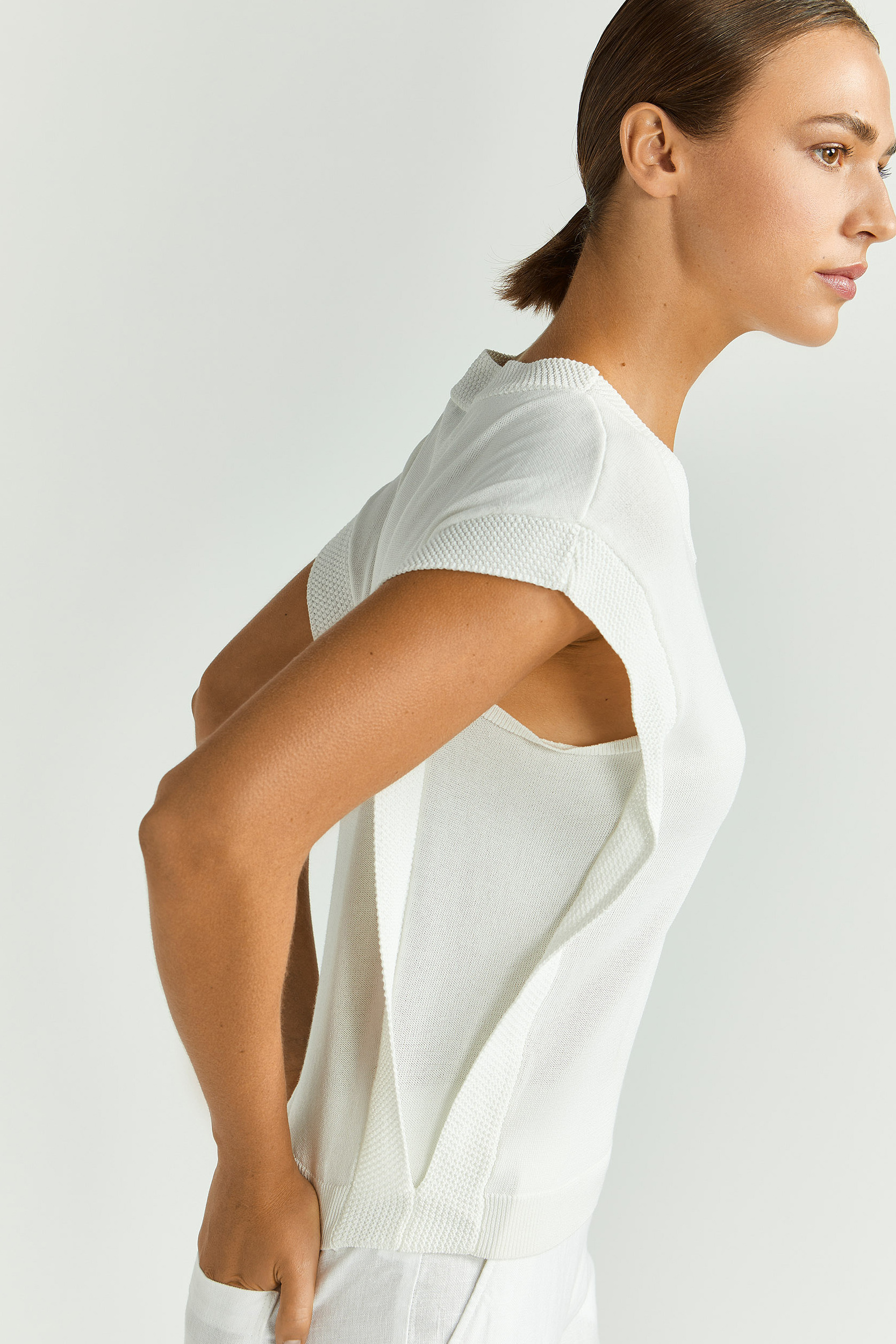 Mouwloze pull met fantasieboord