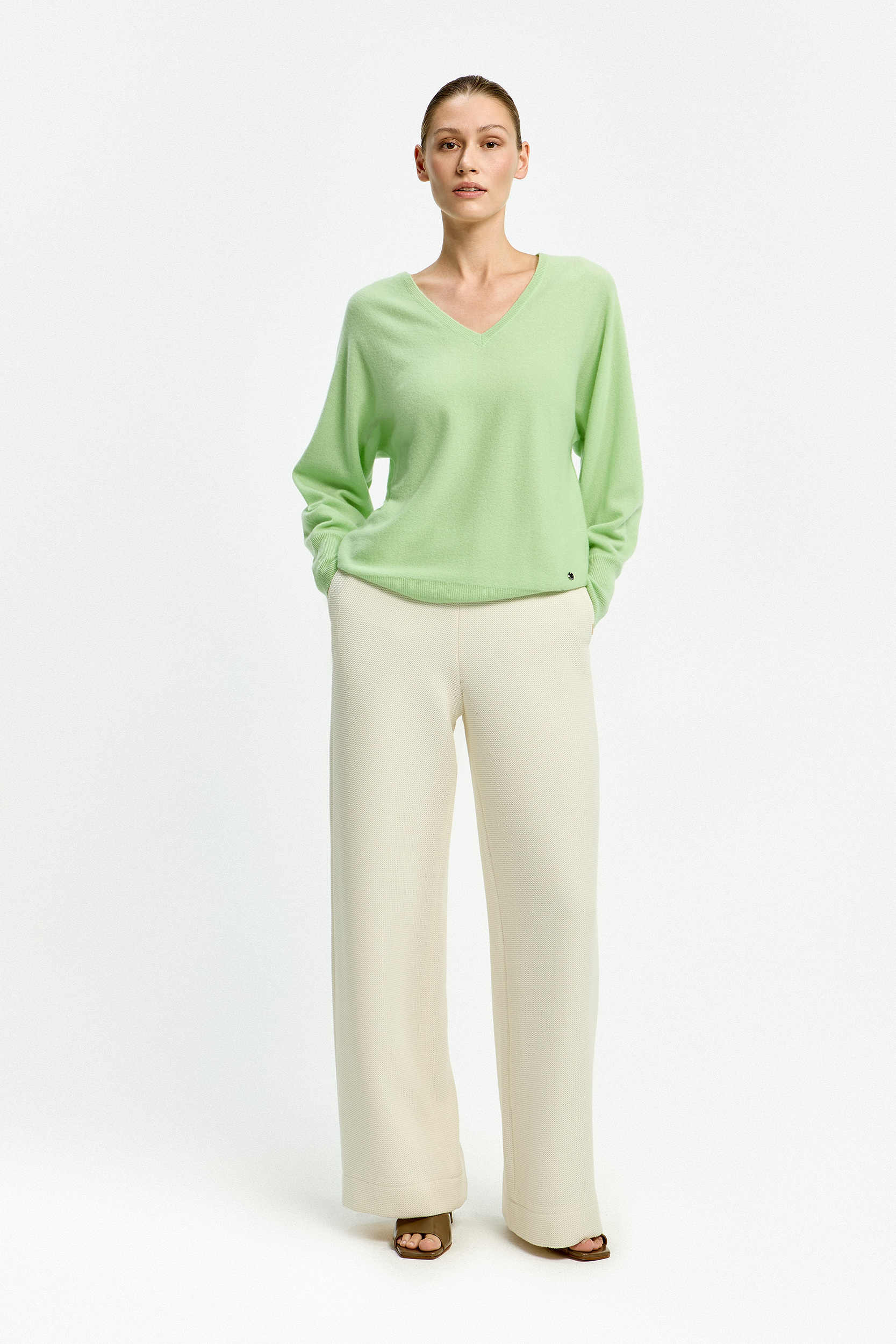 Pull chaud à encolure en V en cachemire