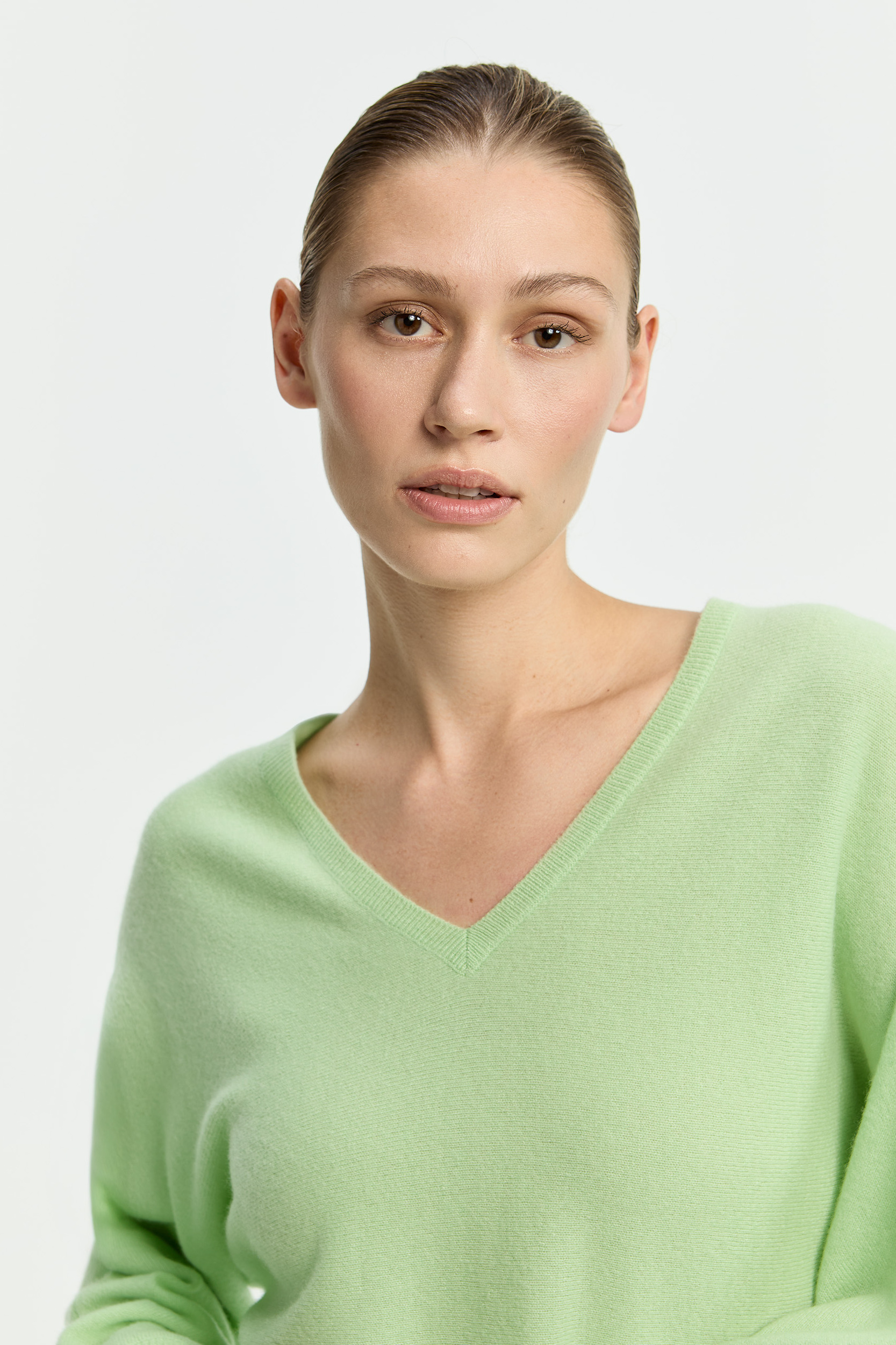 Pull chaud à encolure en V en cachemire