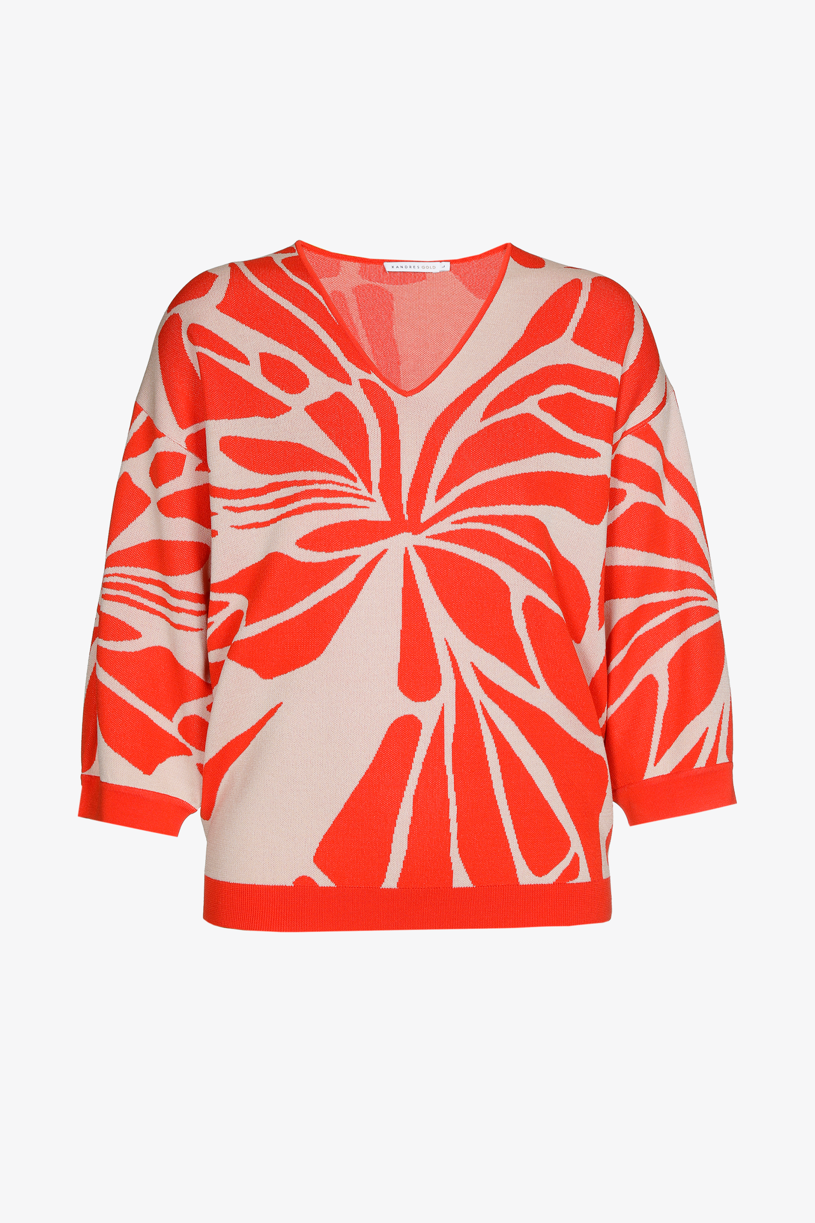 Jacquard jumper with V-neck