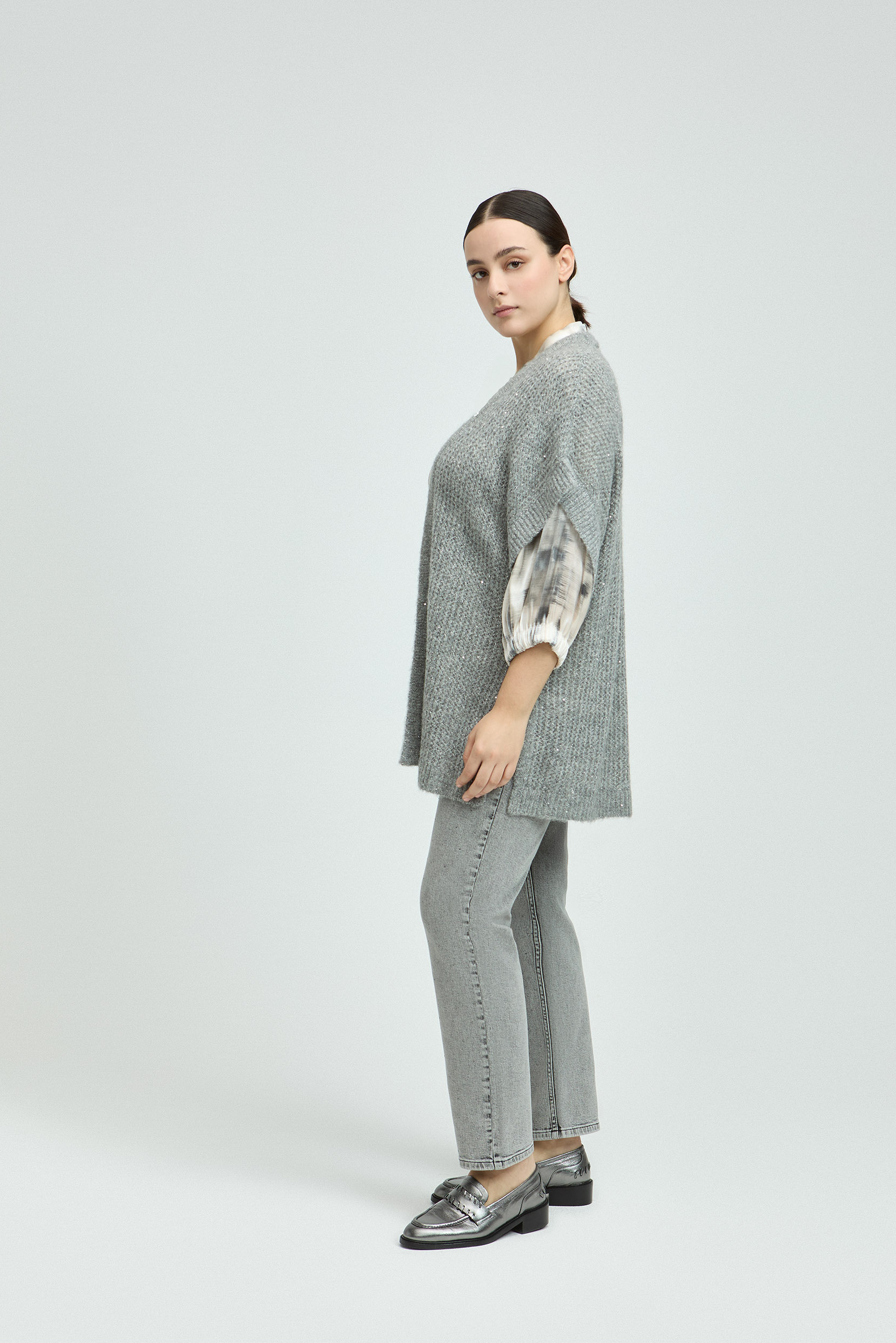 Cape gilet met korte mouwen 