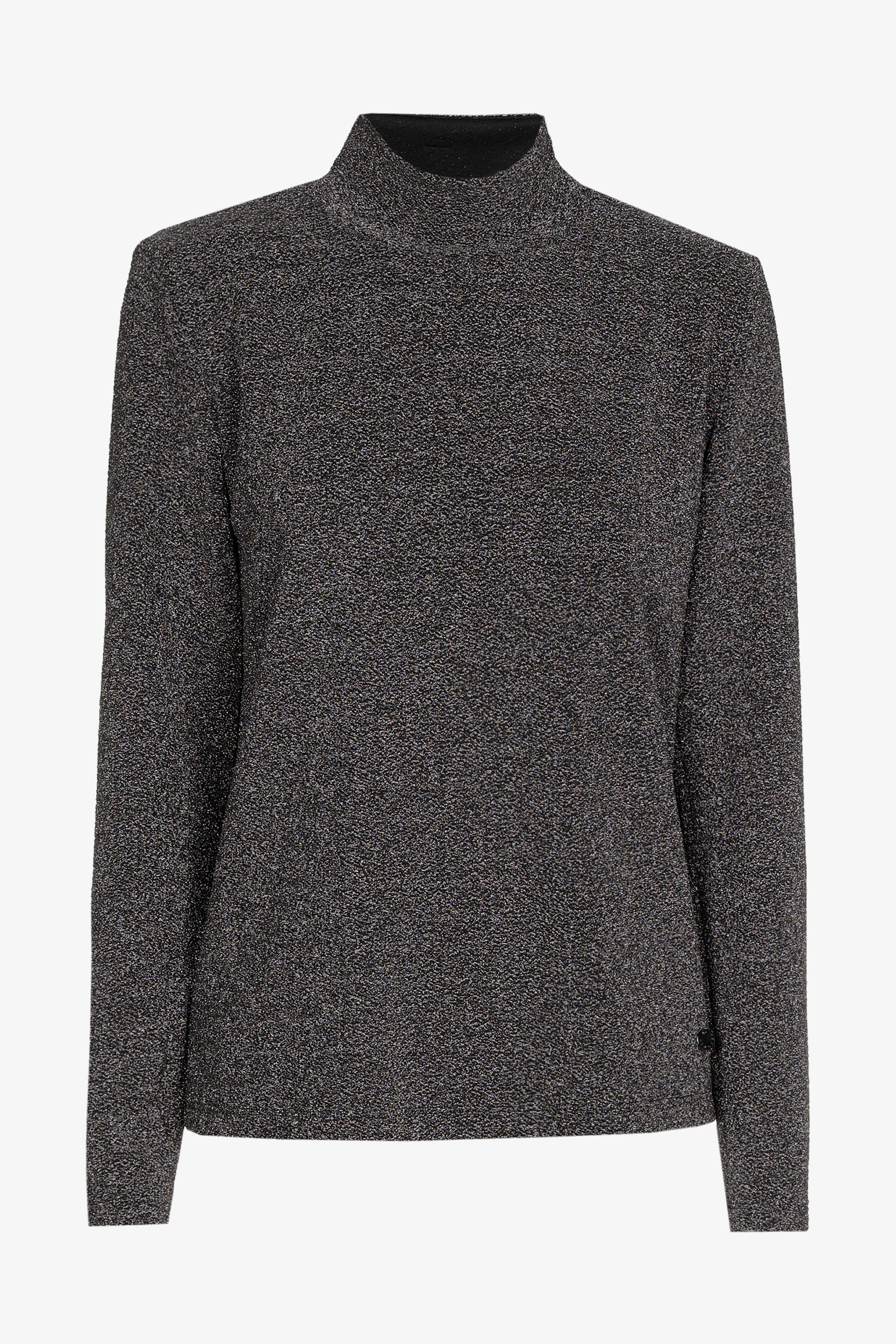 Lurex t-shirt met opstaande kraag