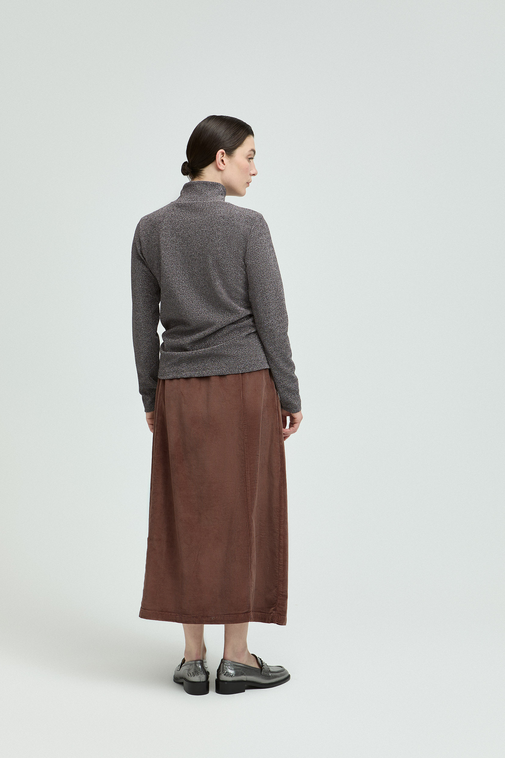 Lurex t-shirt met opstaande kraag