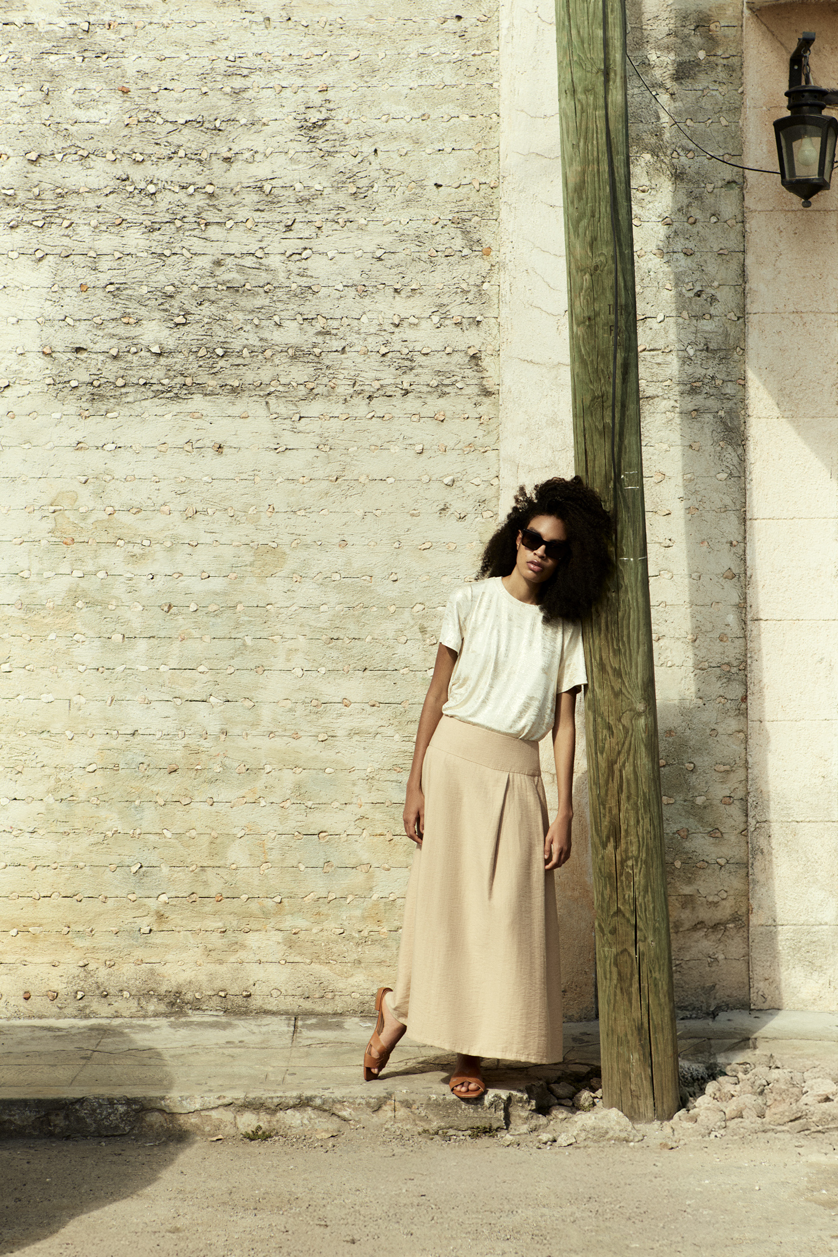 Coated T-shirt met ronde hals