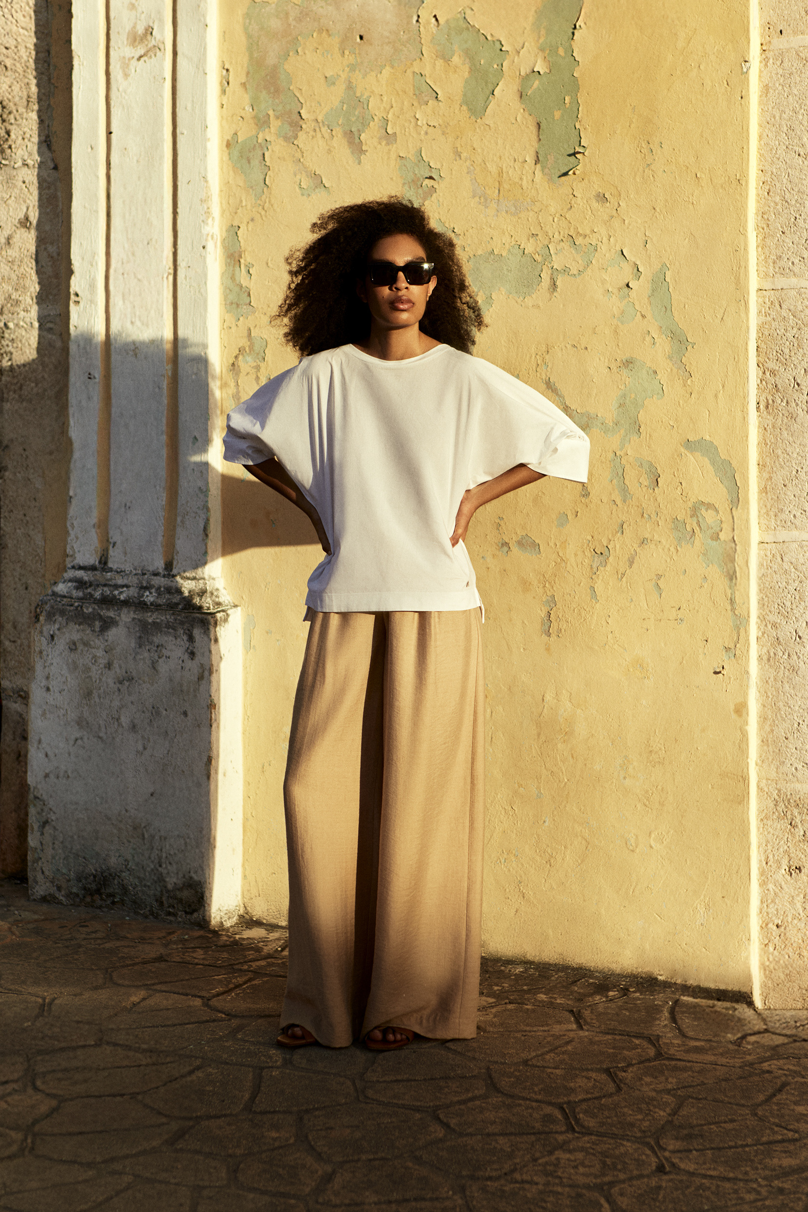 Bluse mit Rundhalsausschnitt aus Bio-Baumwolle