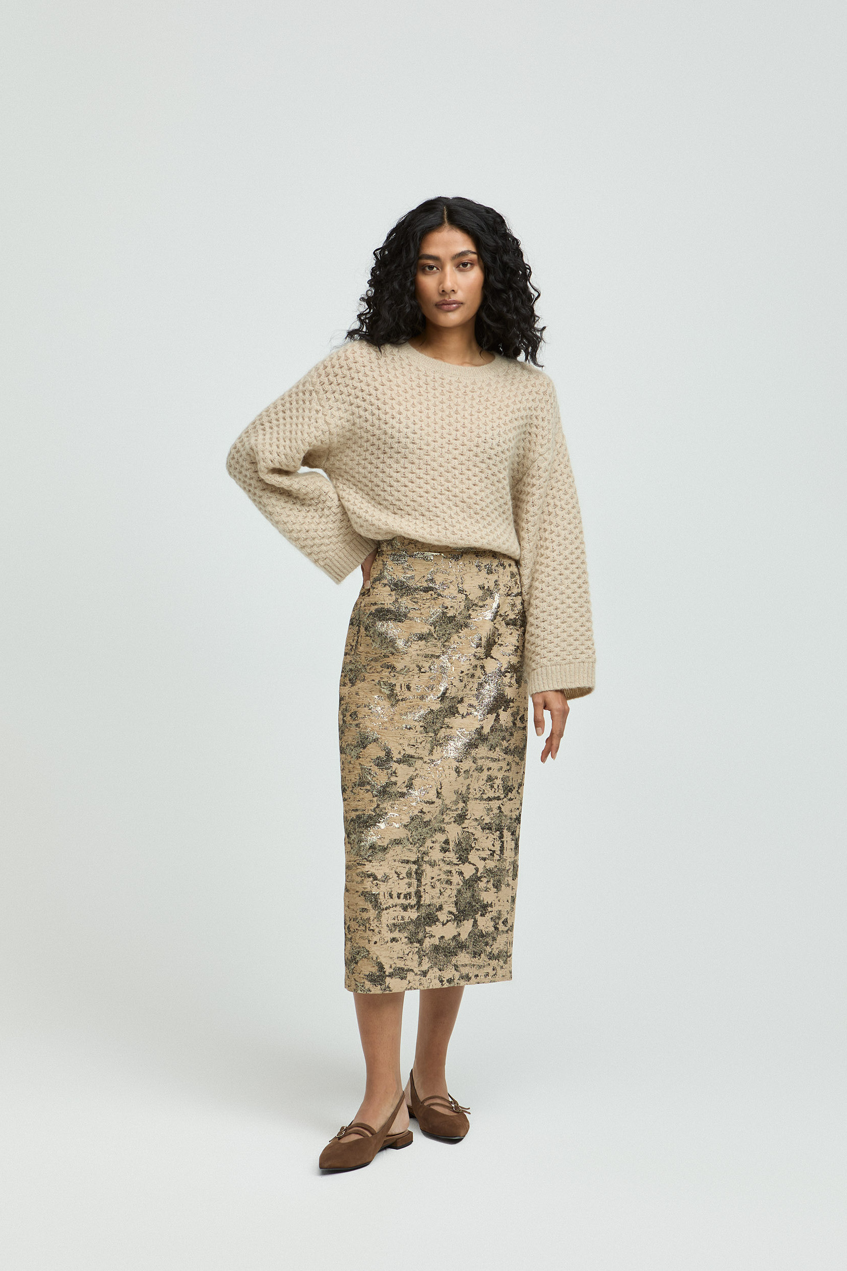 Gebreide pull met ronde hals 
