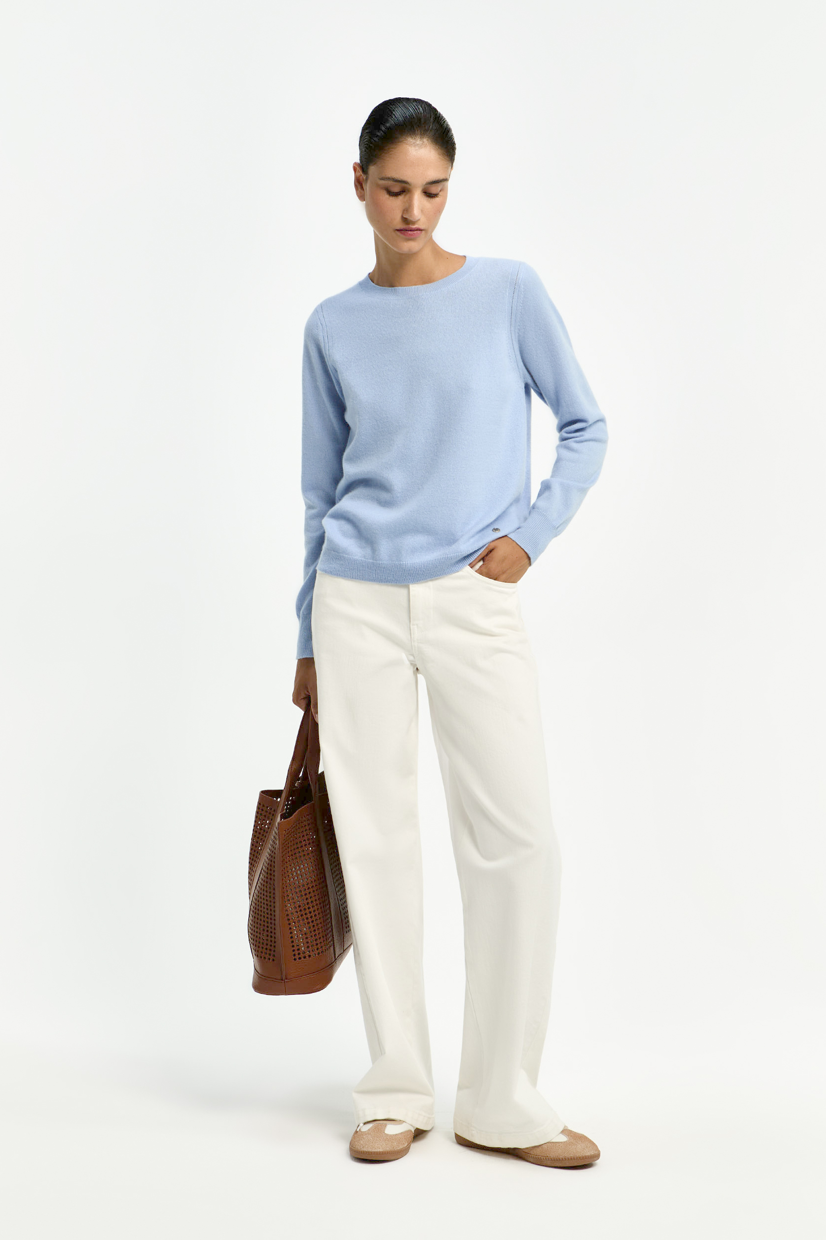 Pull met ronde hals in cashmere