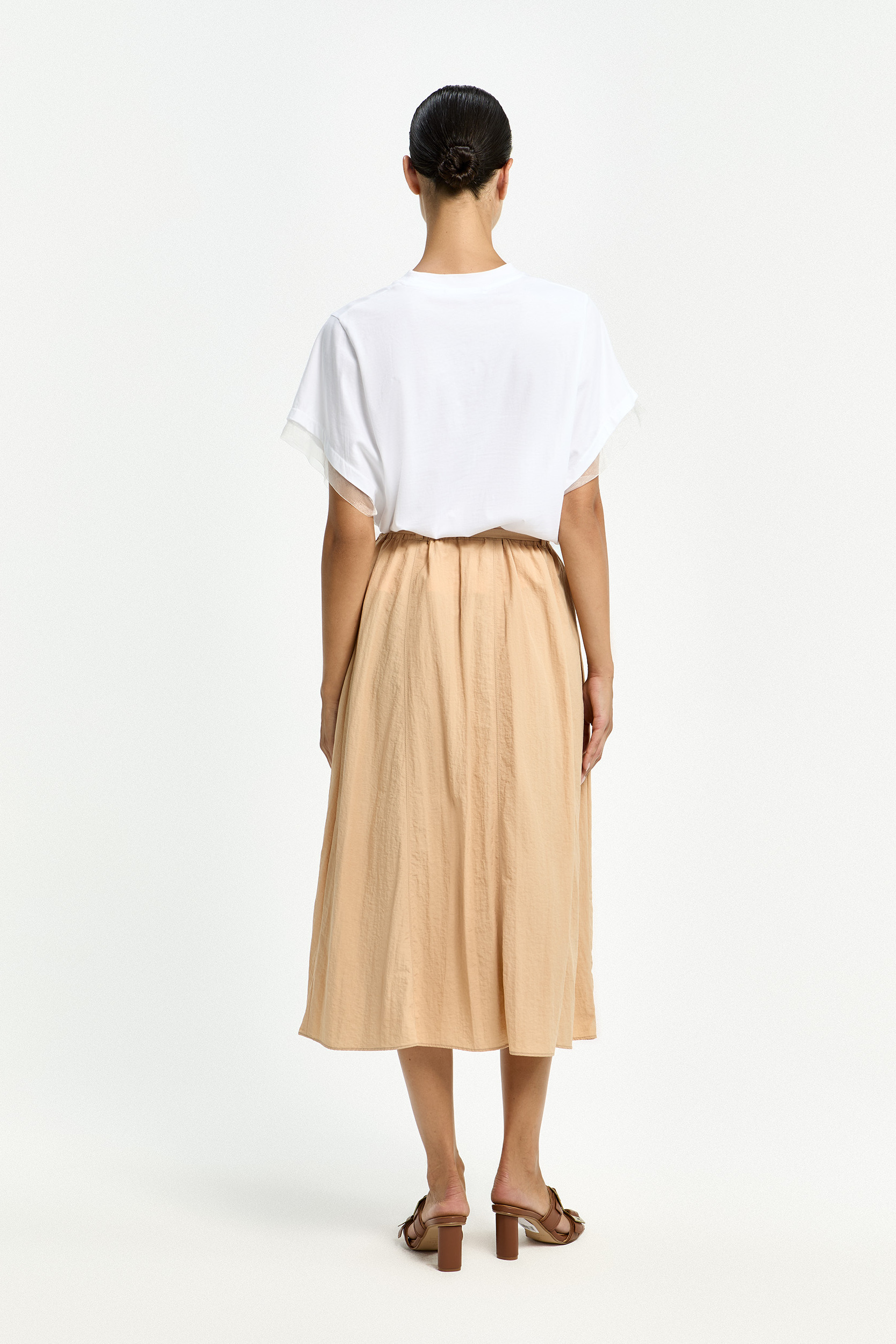 T-shirt met organza aan de mouwen