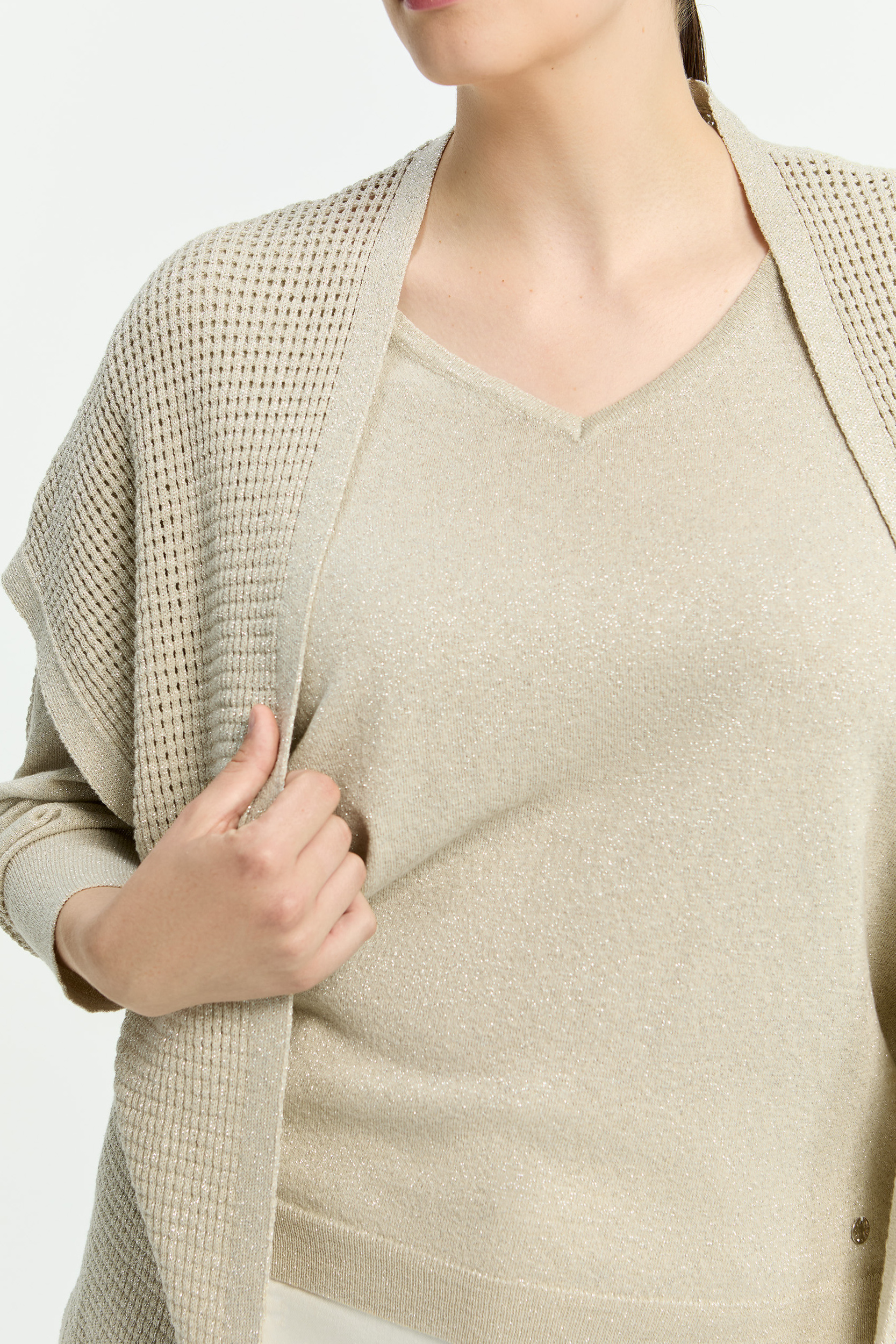 Lange Cape-Weste aus Lurex