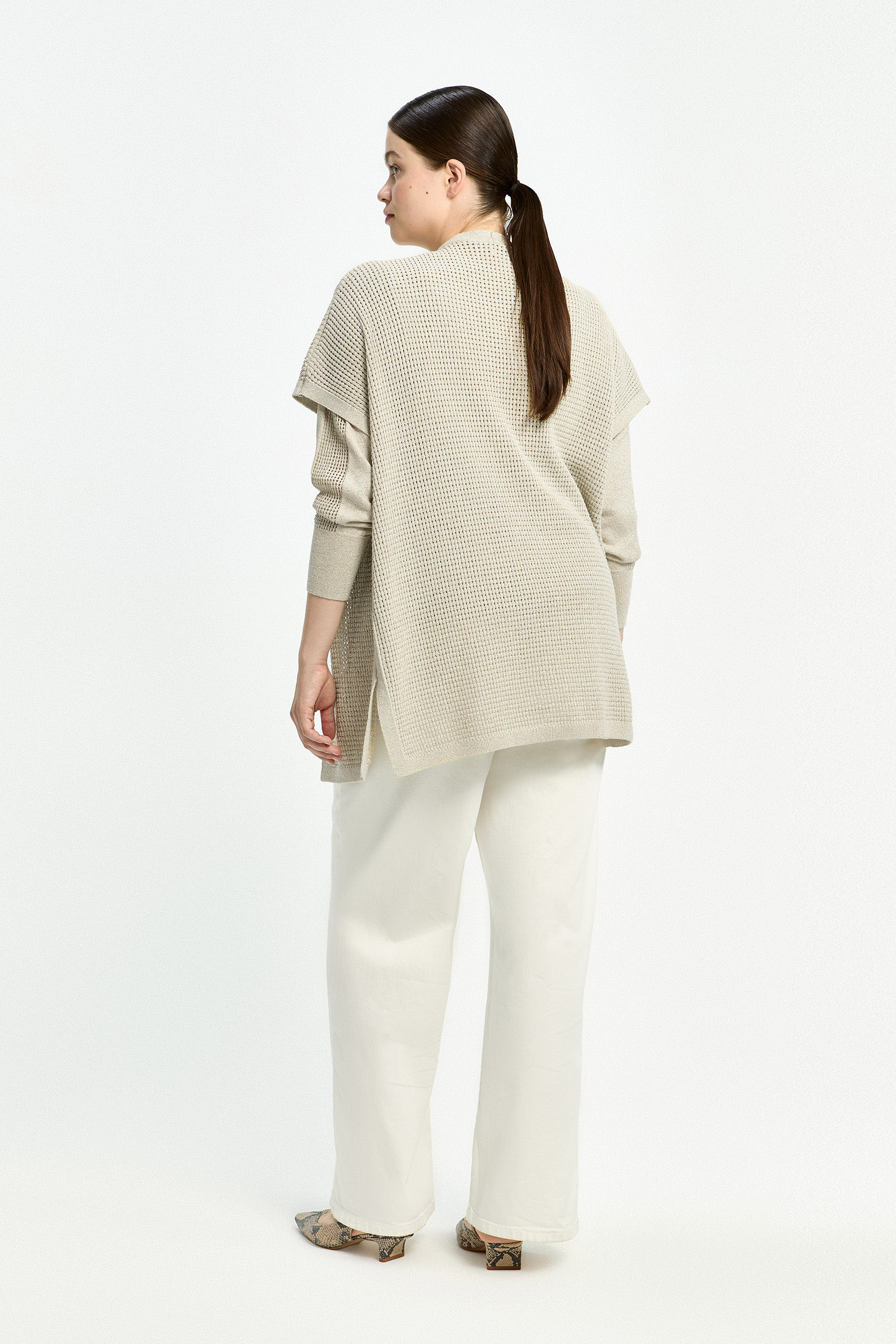 Lange Cape-Weste aus Lurex