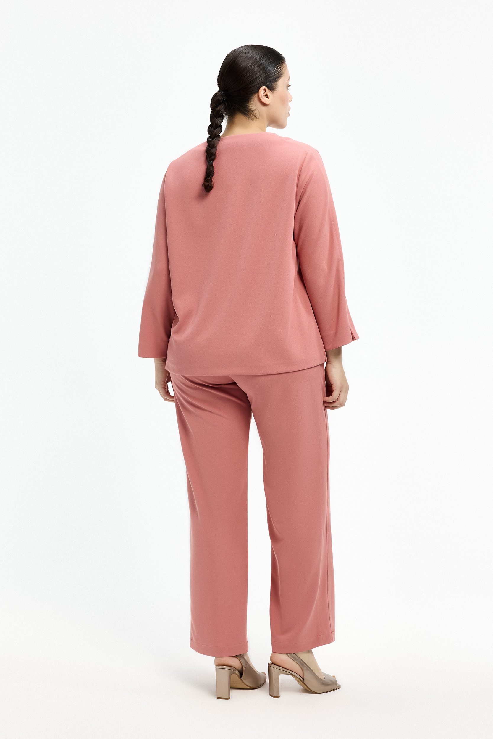 T-shirt met ronde V-hals