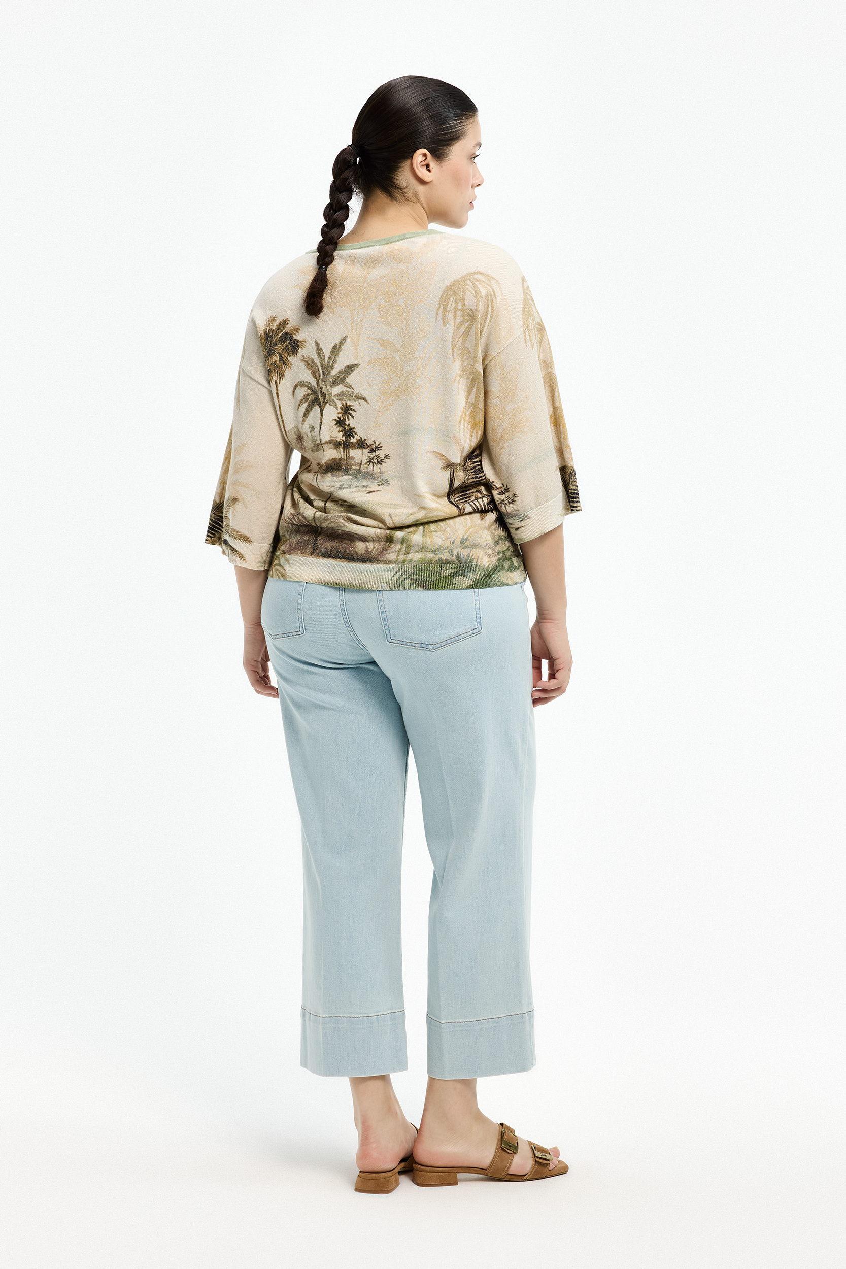 Pull à imprimé estival à palmiers