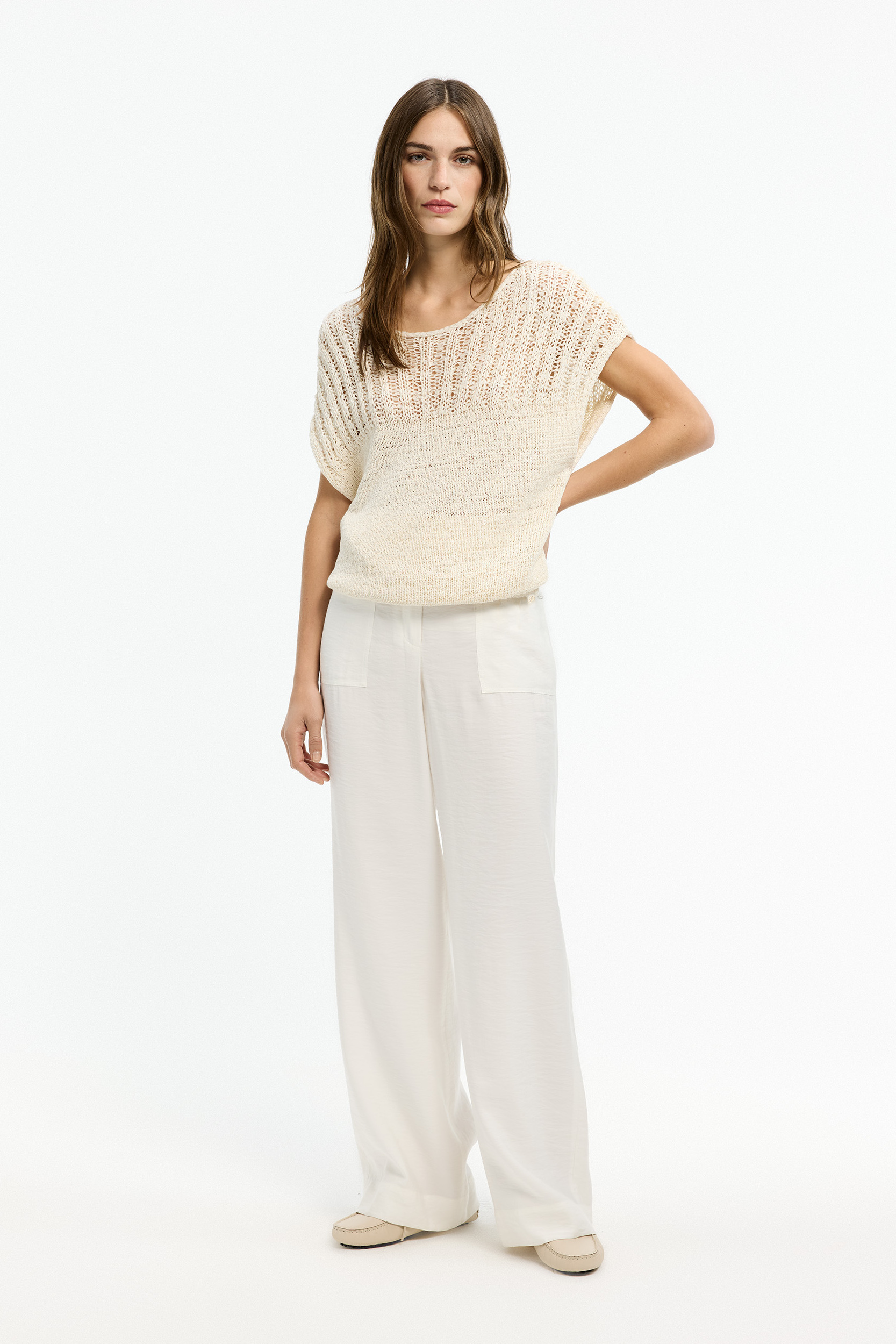 Mouwloze losgebreide pull 