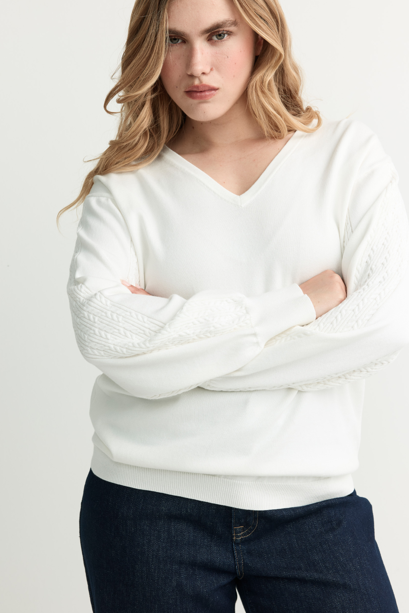Pullover aus Baumwolle mit Strickdetail