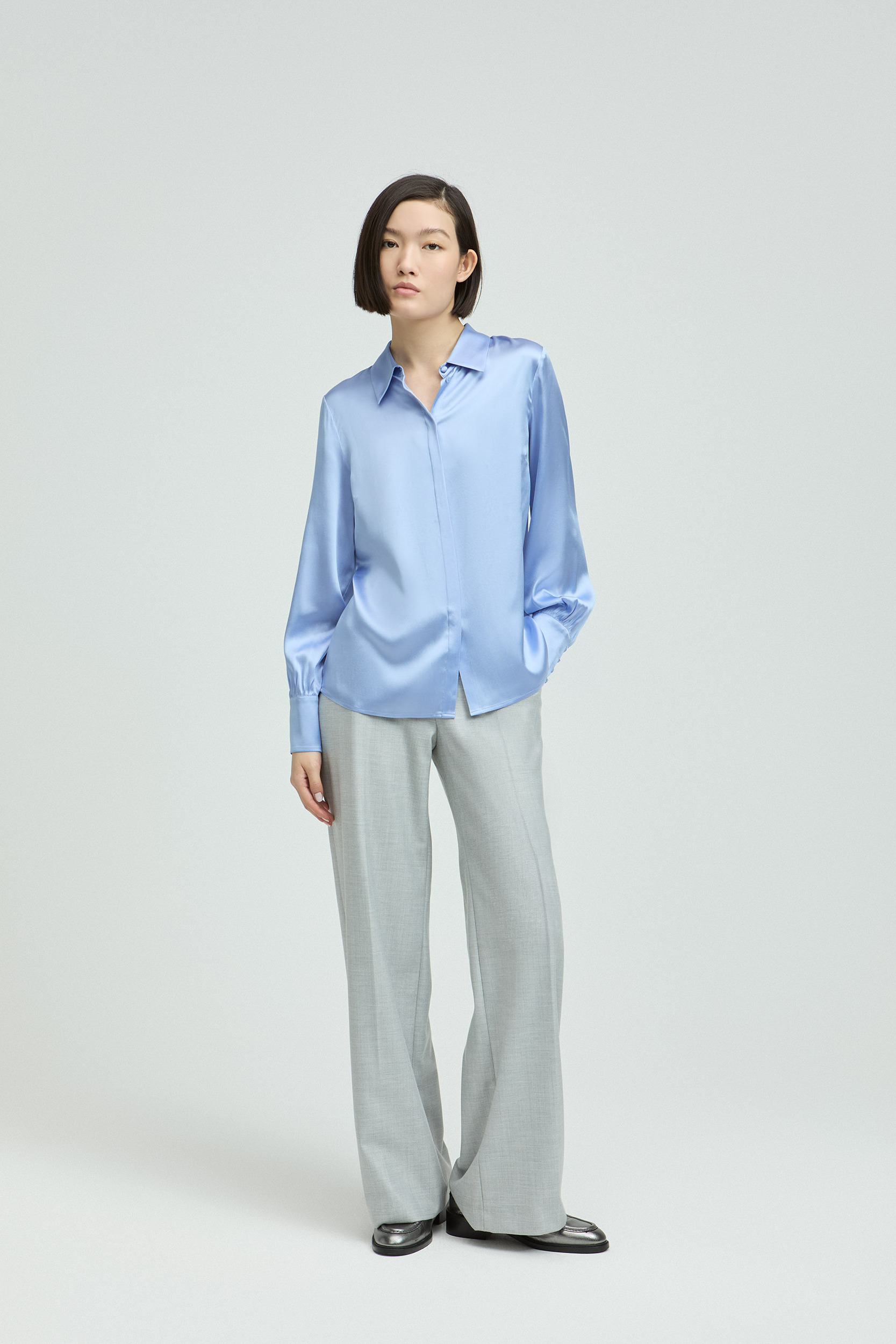 Klassieke hemdblouse in zijde