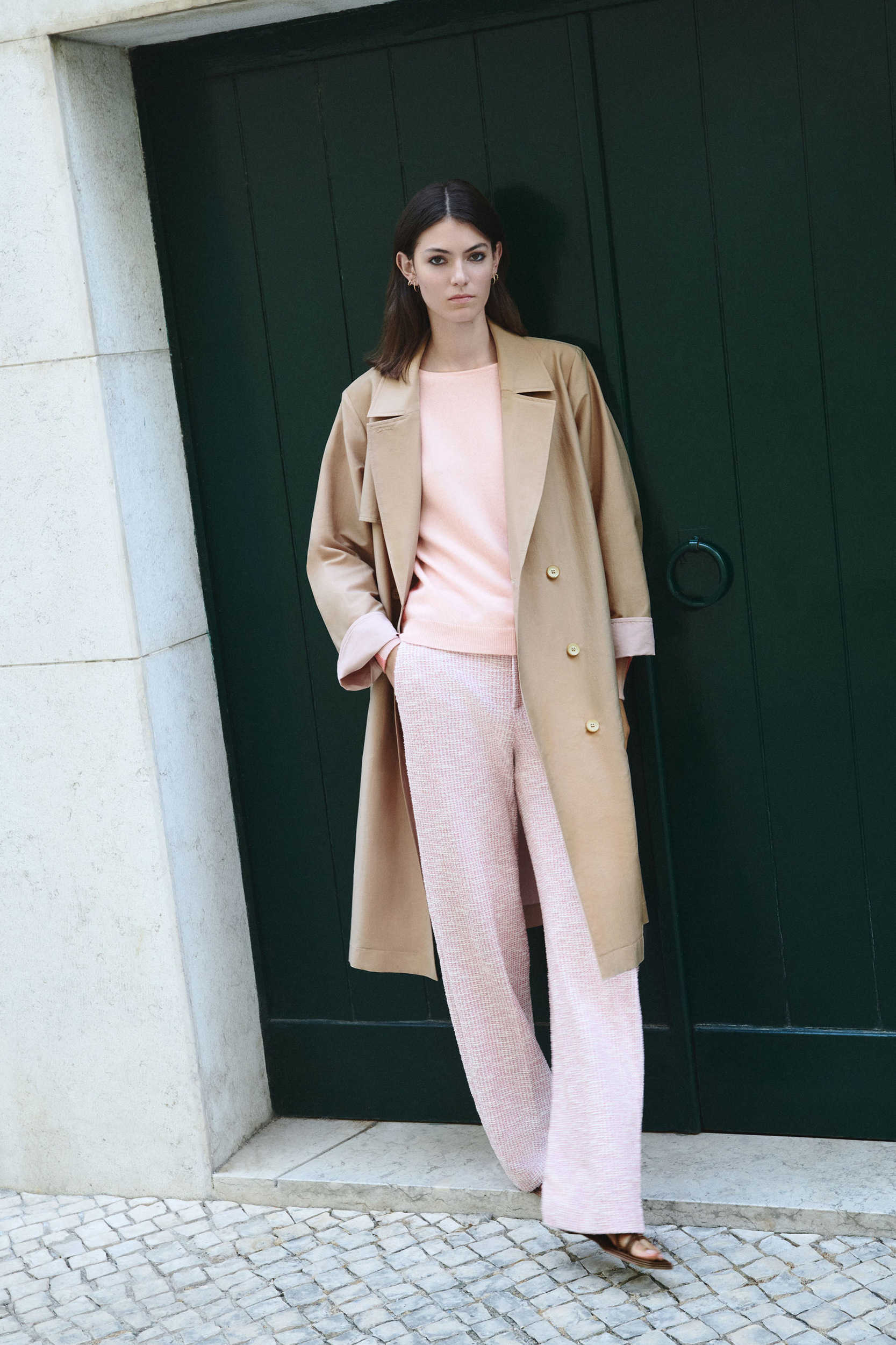 Trench coat with waist belt