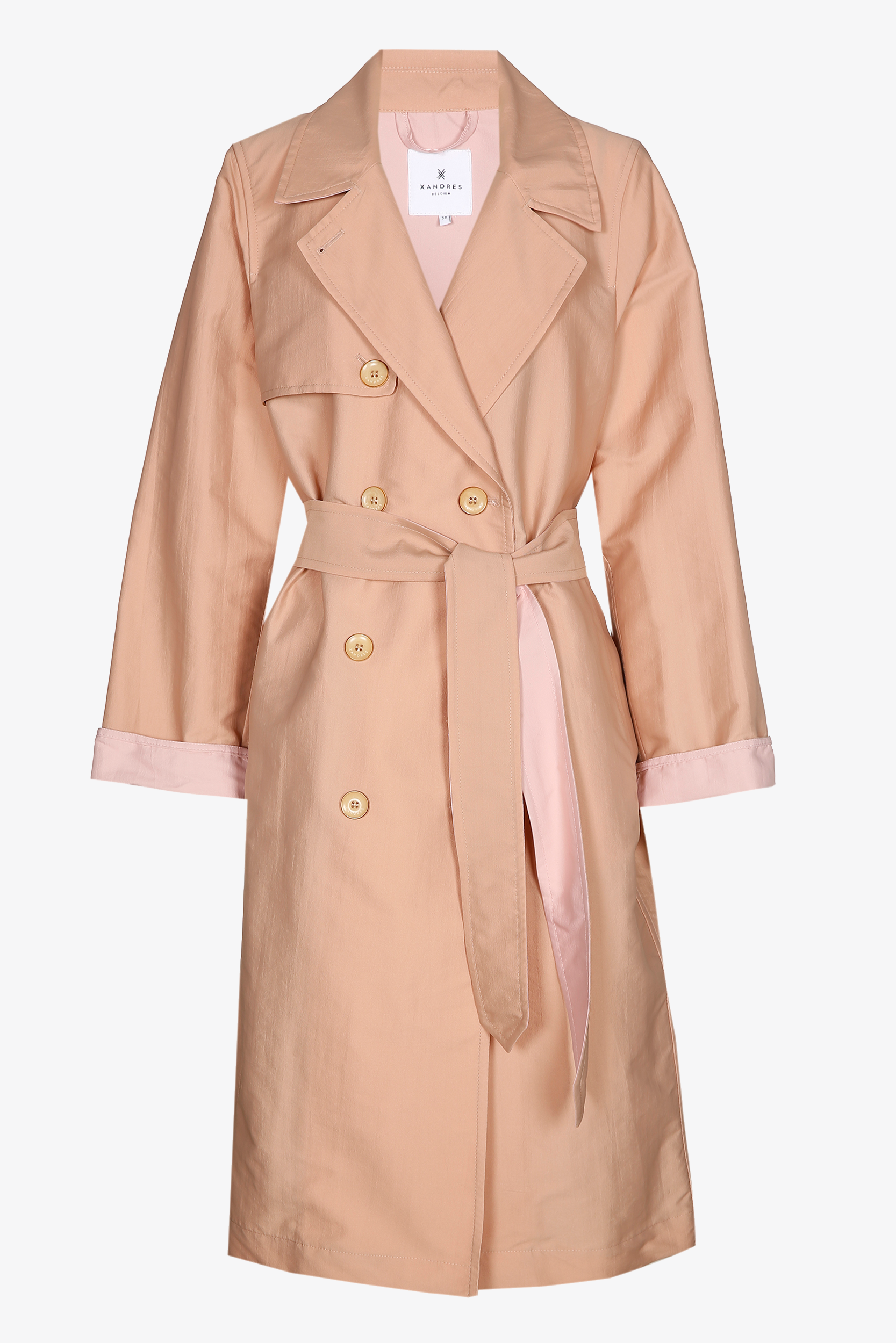 Trench coat with waist belt