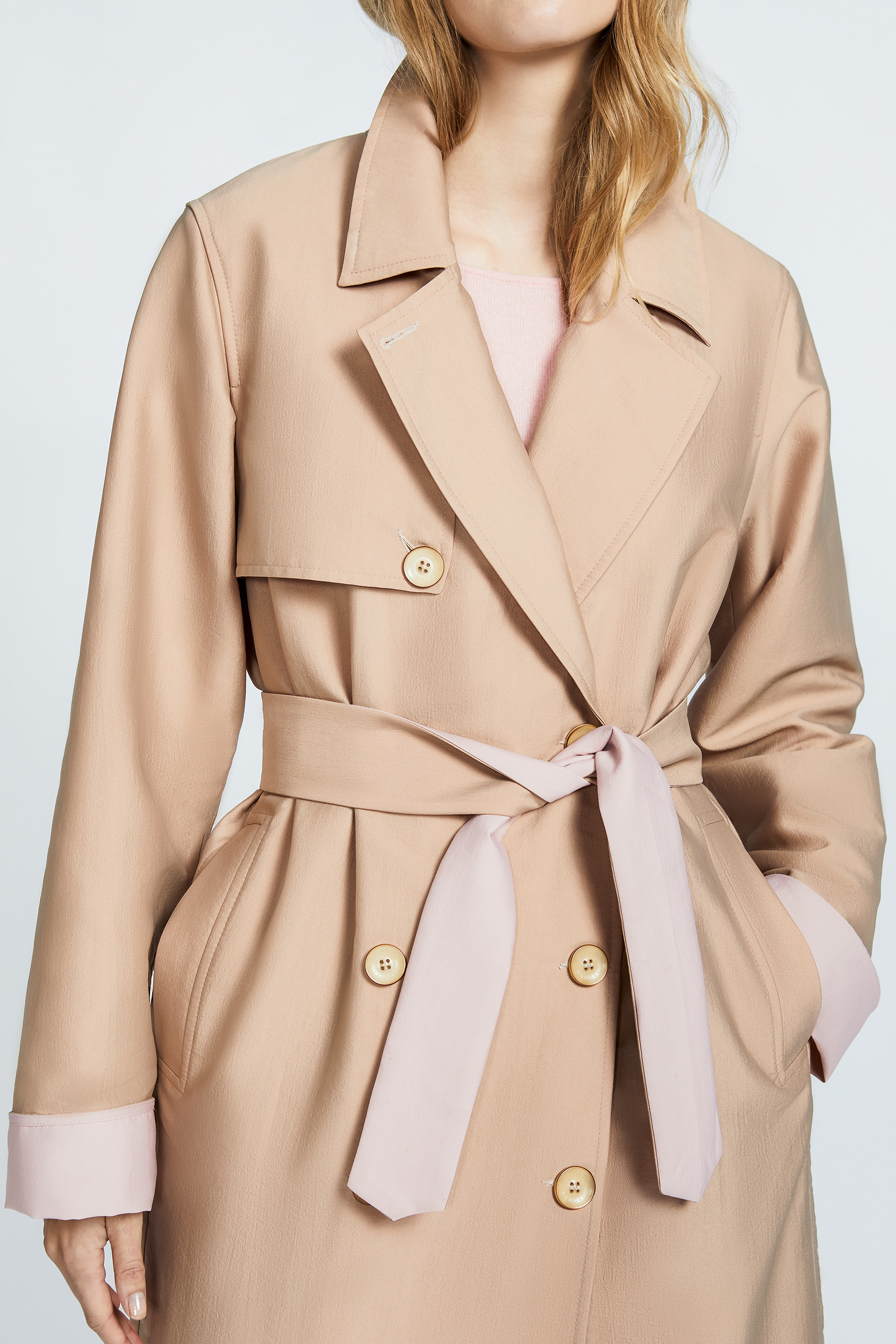 Trench coat with waist belt