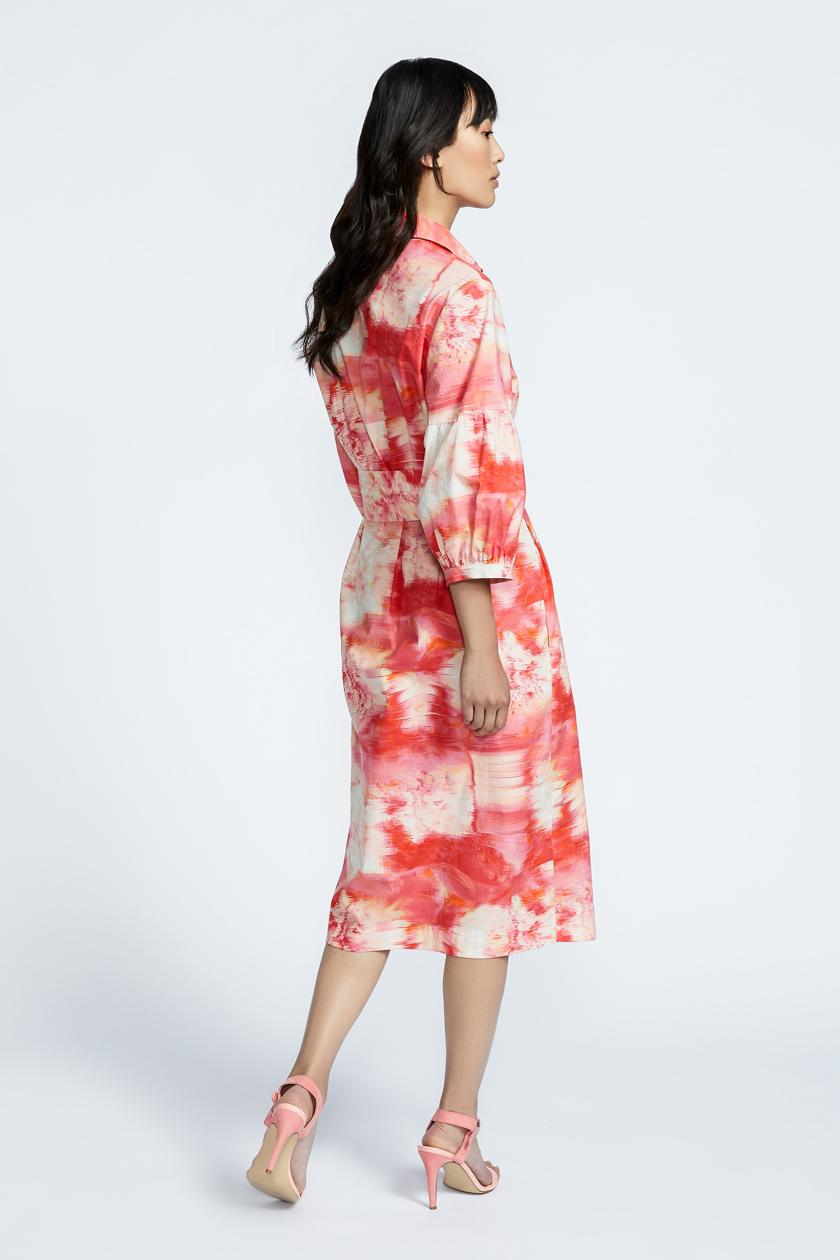 Shirt dress with sash