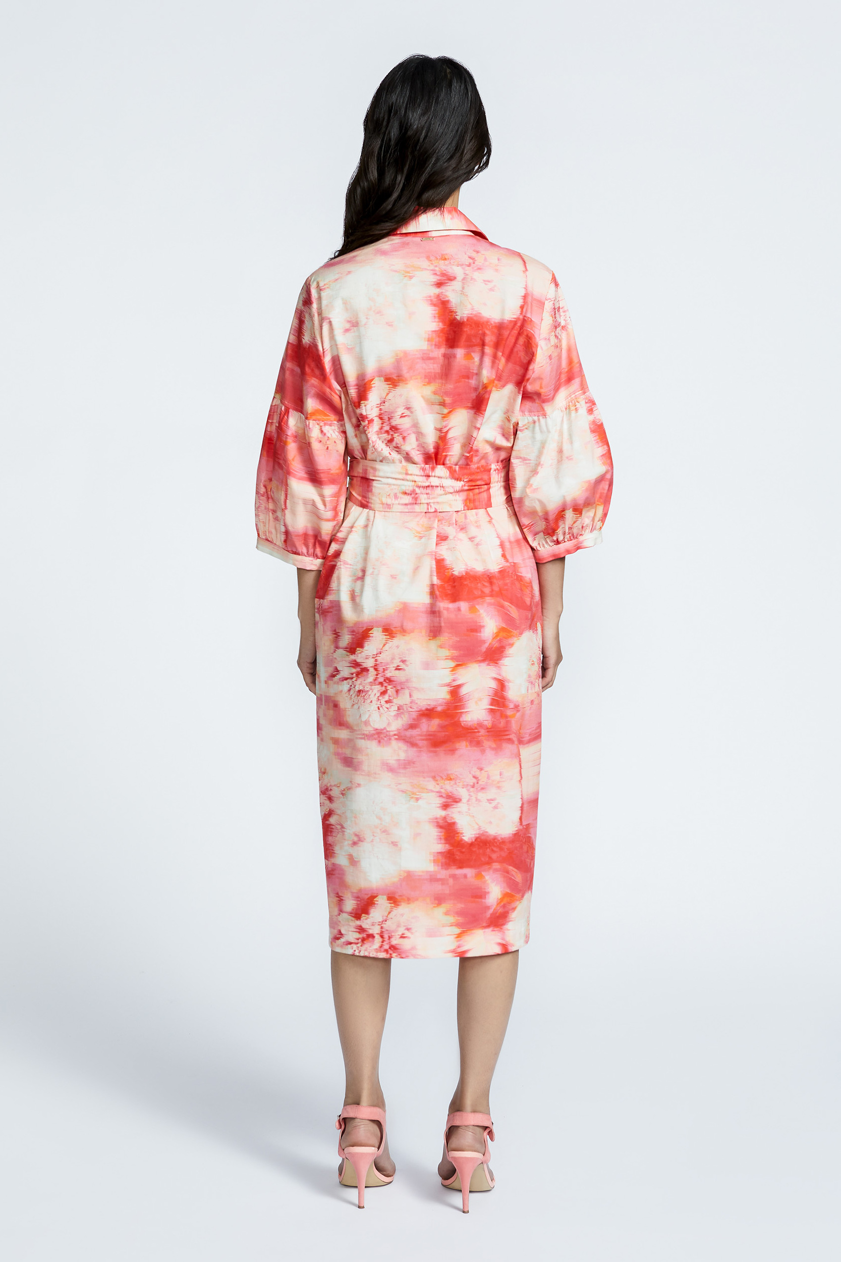 Shirt dress with sash