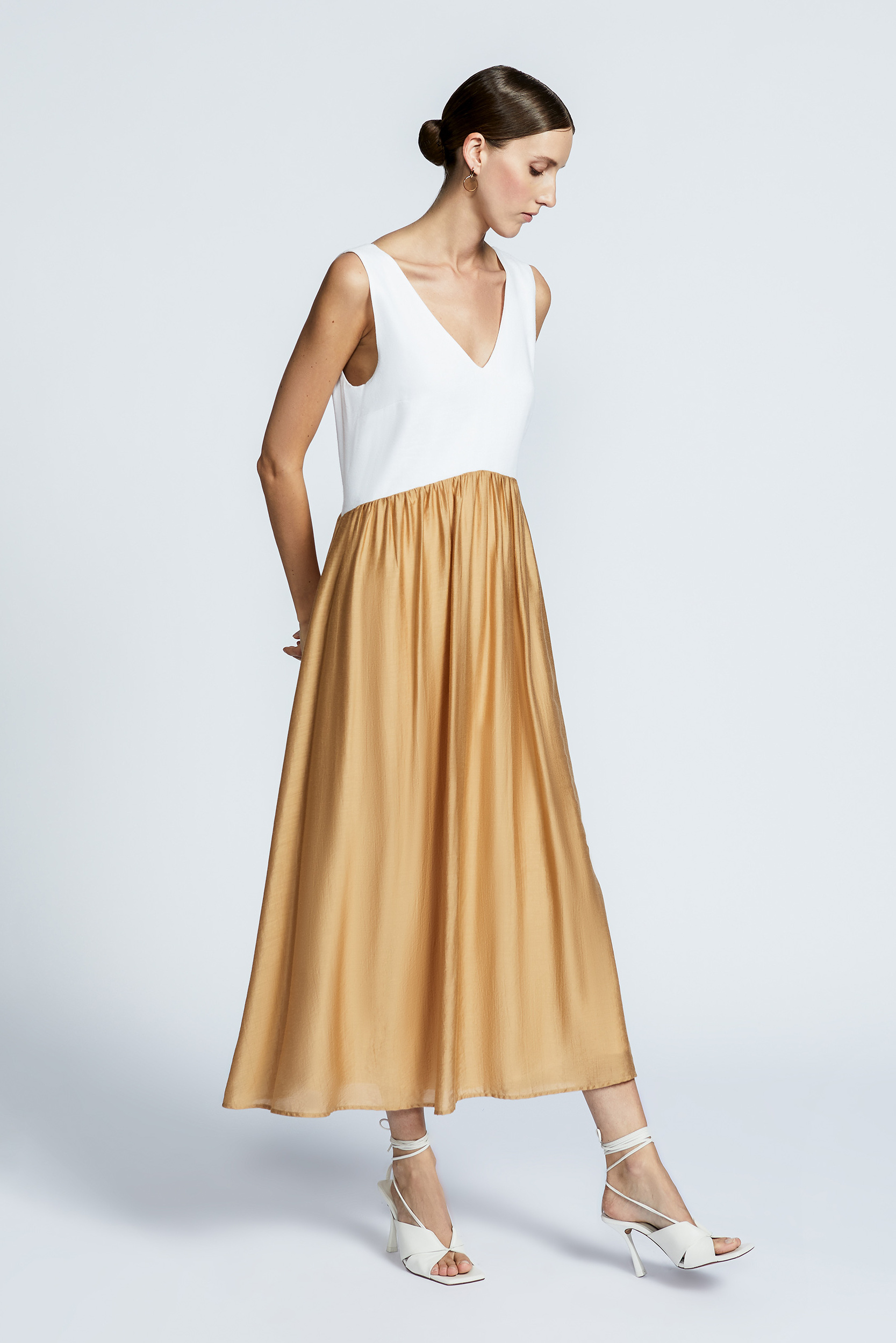 A-line dress with satin sheen