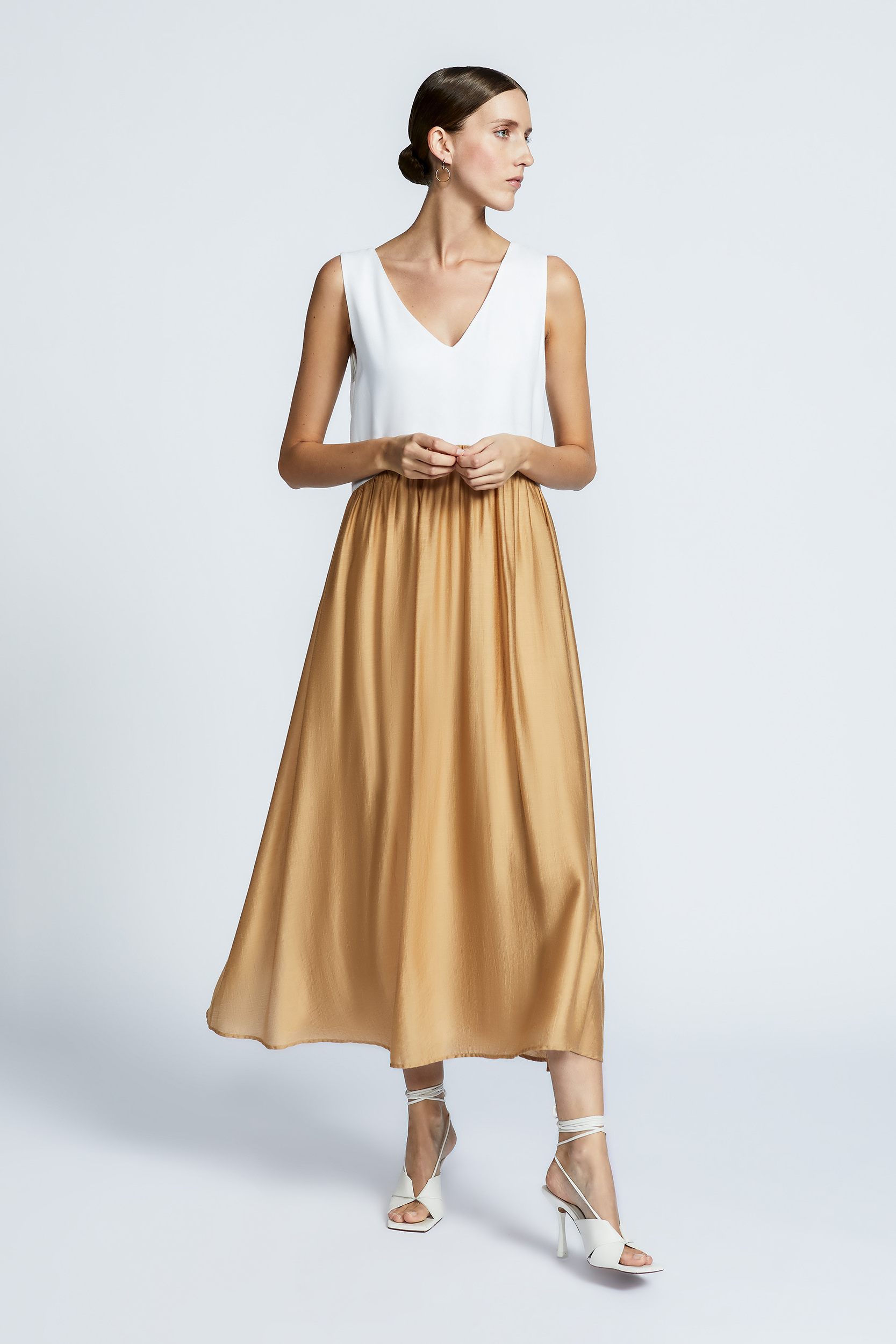 A-line dress with satin sheen