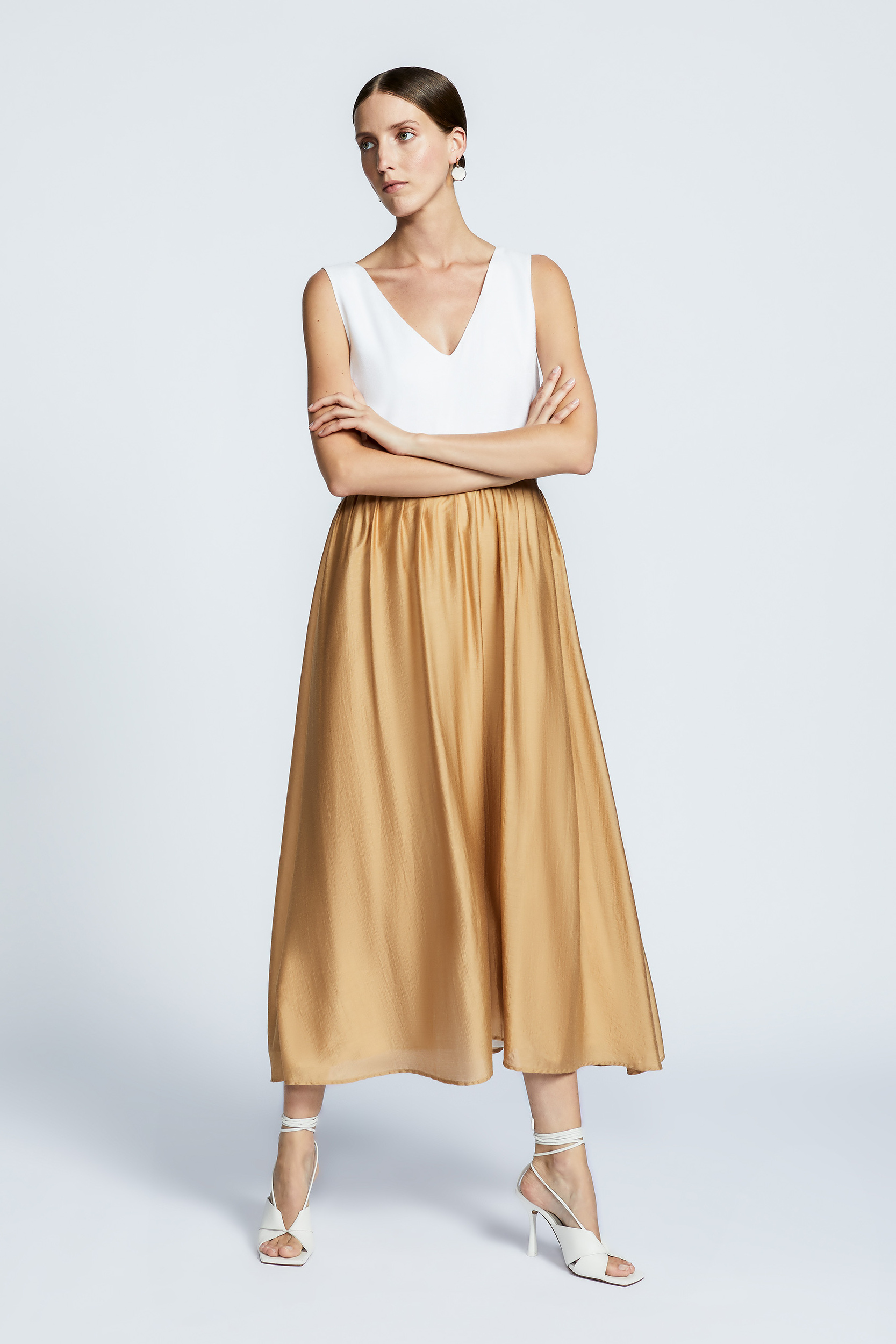 A-line dress with satin sheen