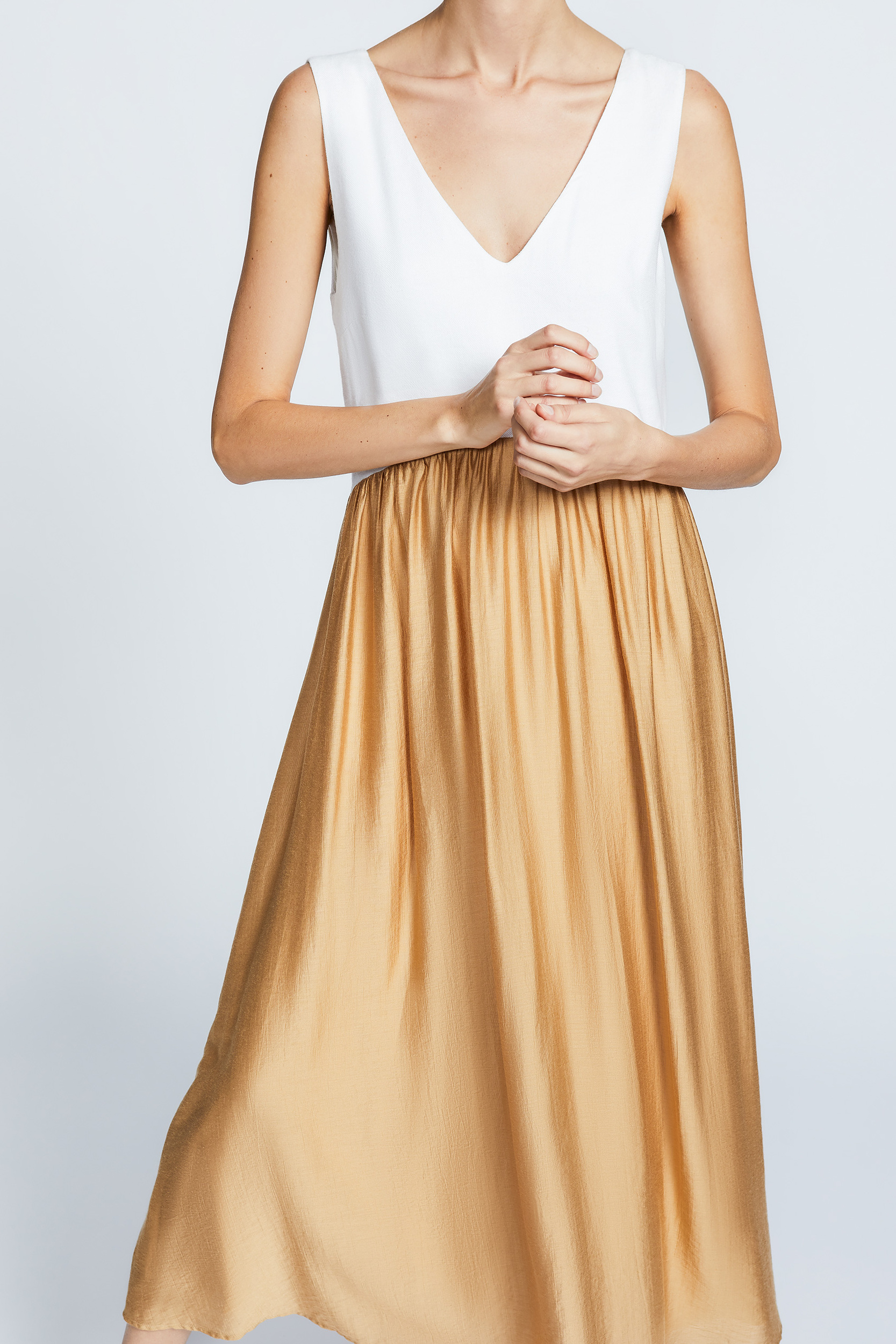A-line dress with satin sheen