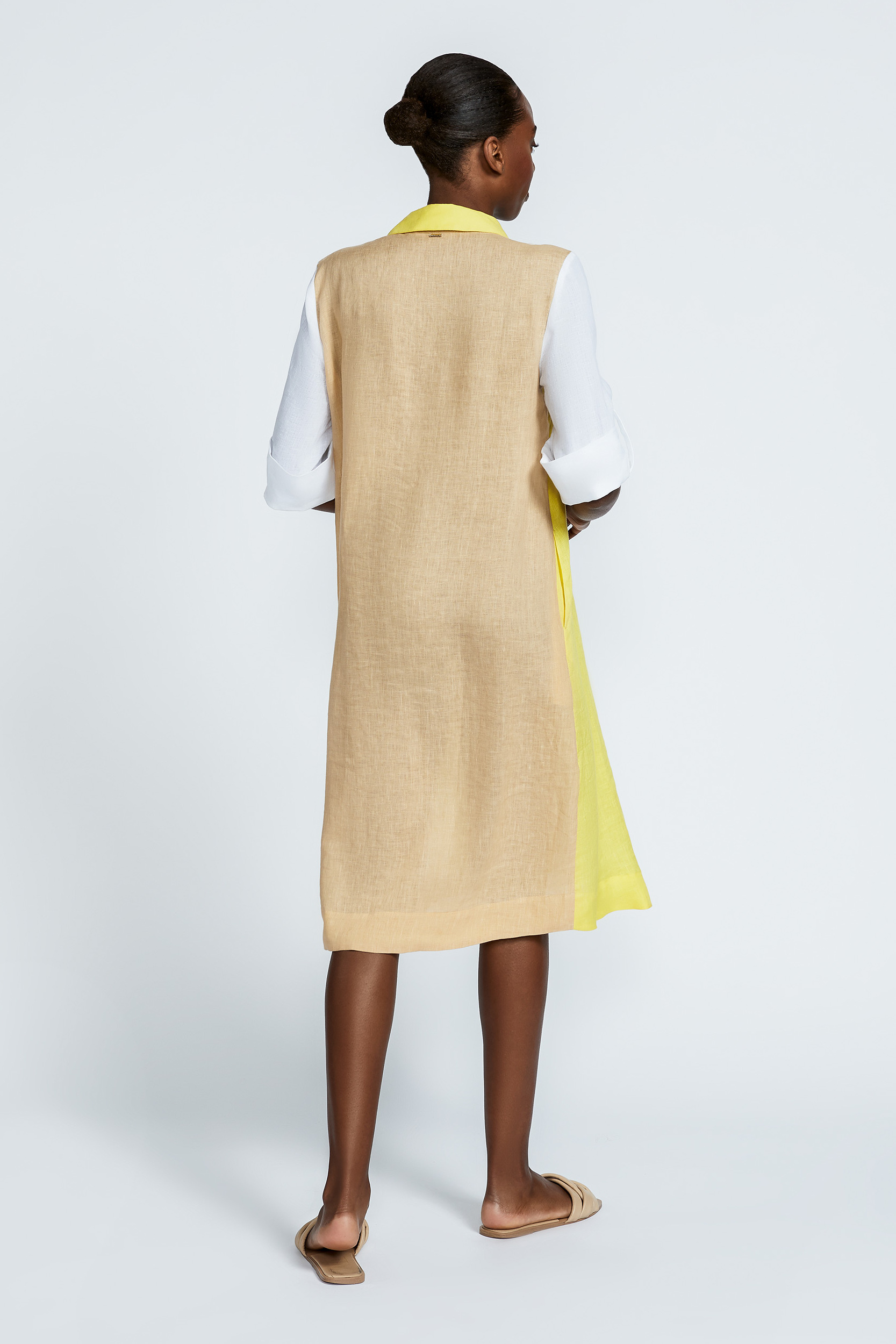Tricolour dress in linen