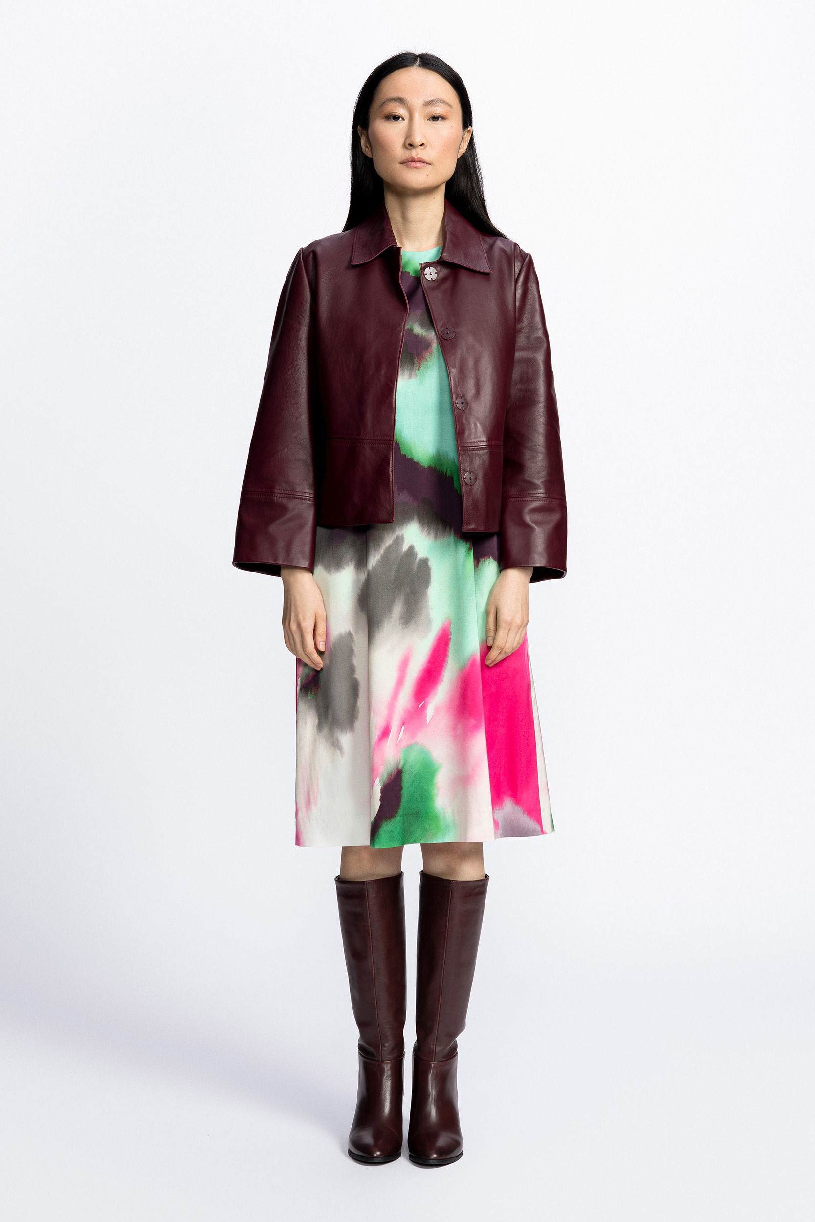Short eco leather jacket
