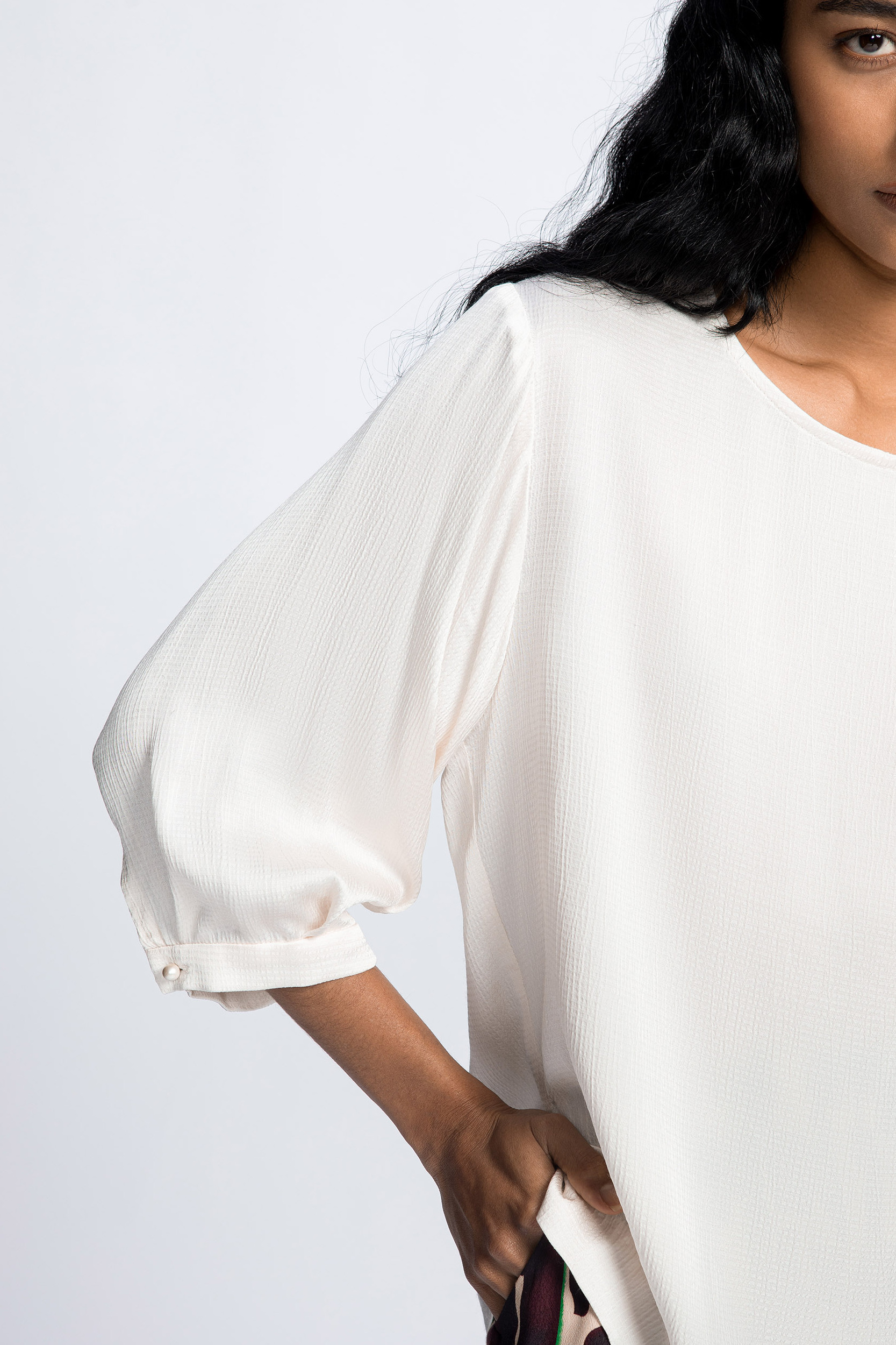 Blouse souple à manches bouffantes