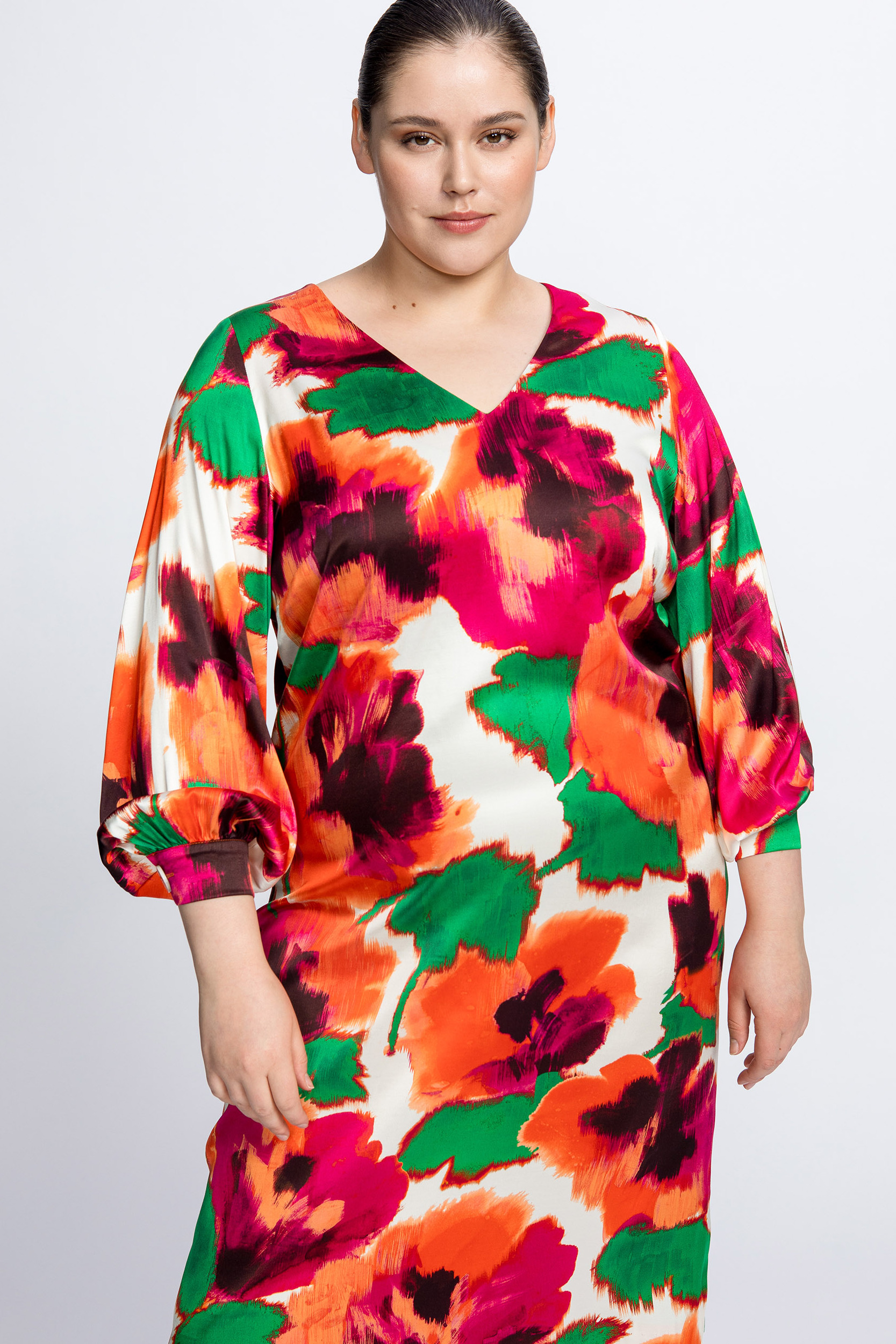 Dress with large floral print