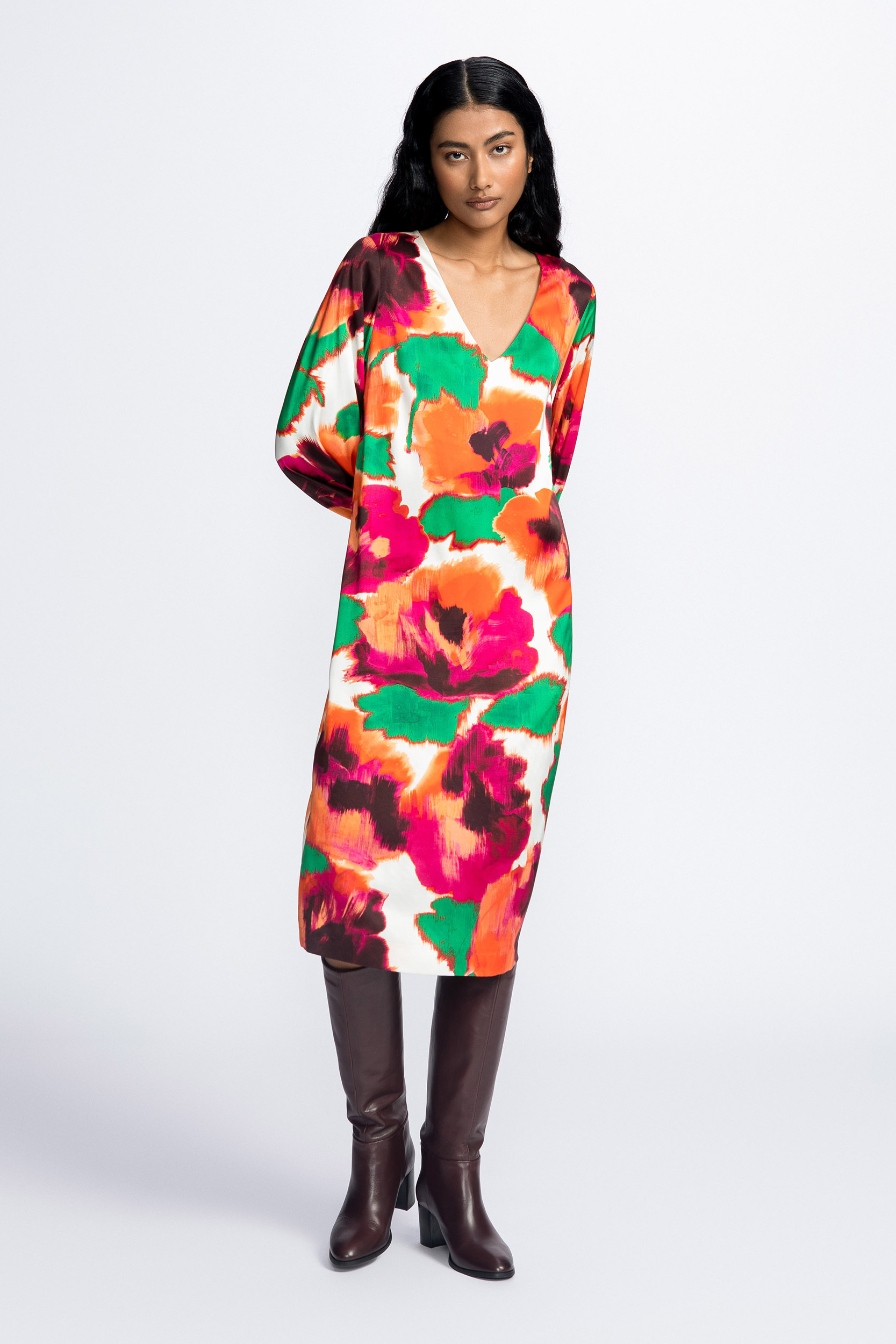 Jurk met grote bloemenprint