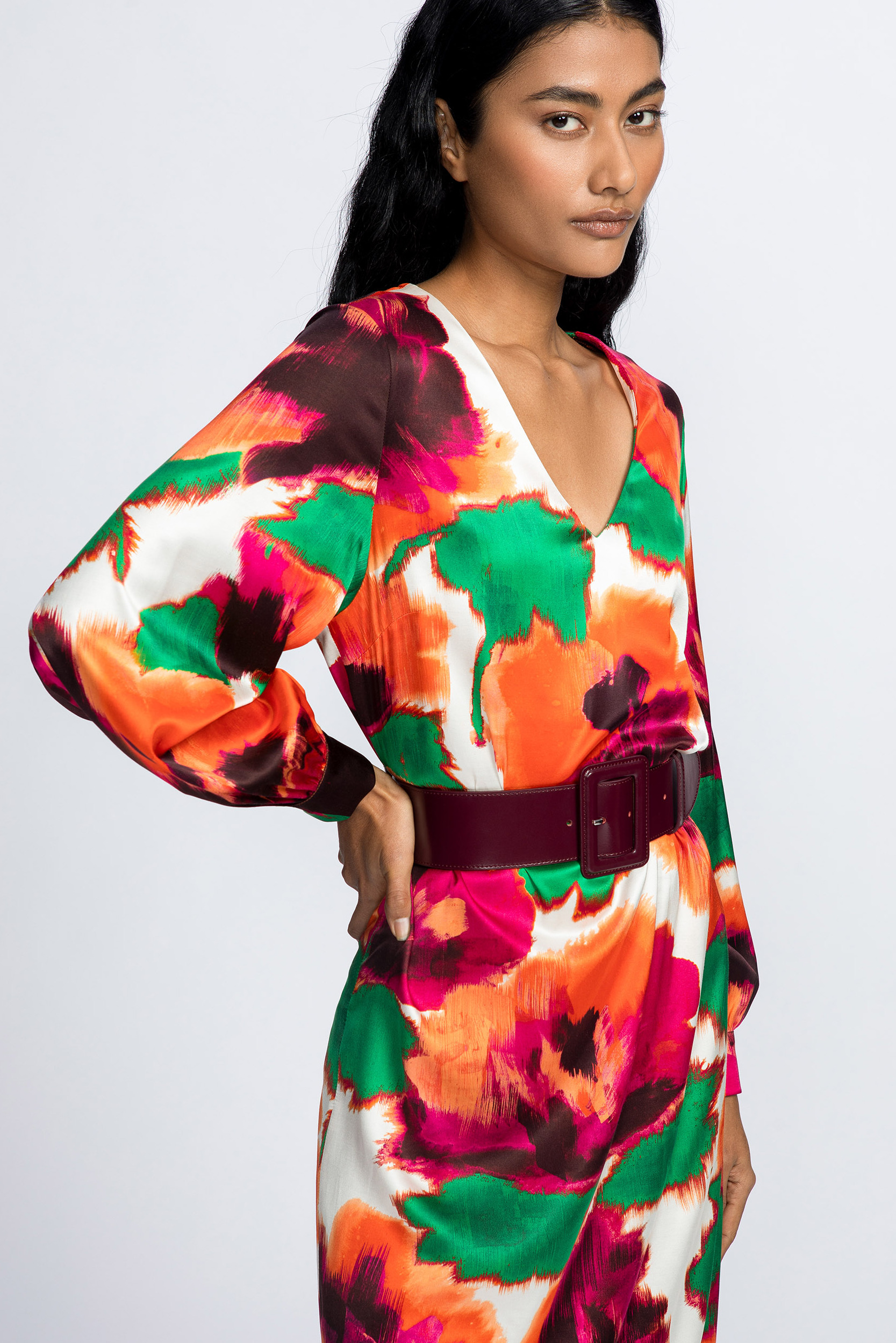 Dress with large floral print