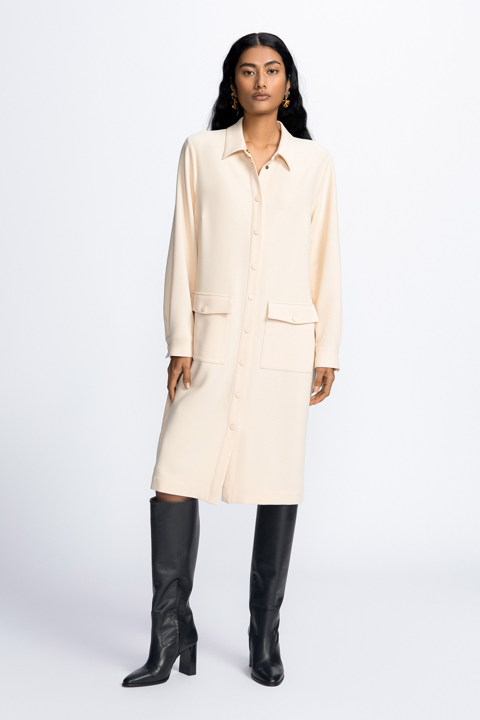 Sporty shirt dress with press studs