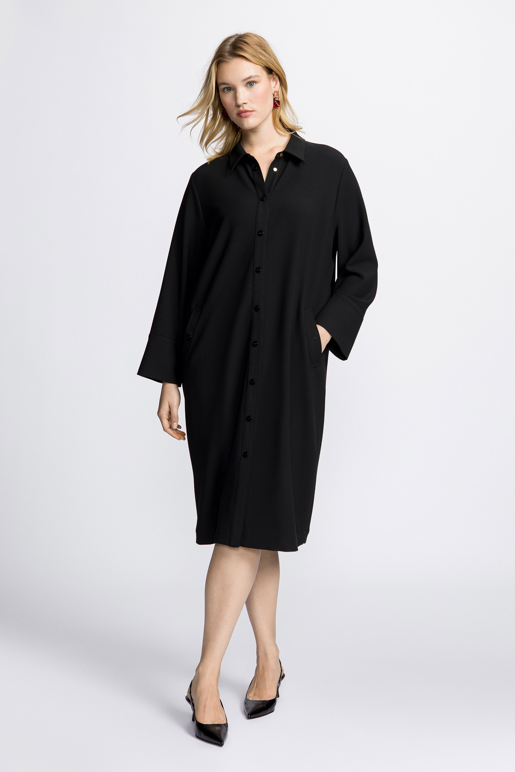 Shirt dress with press studs
