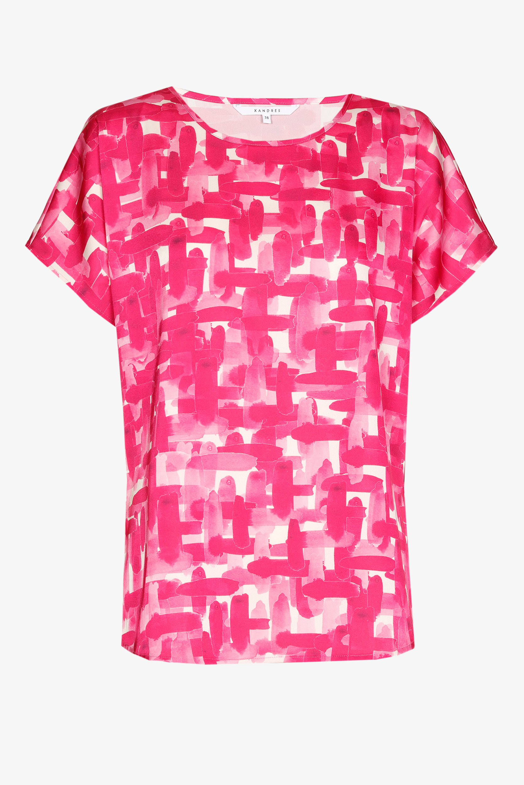 Blouse with polygrid print