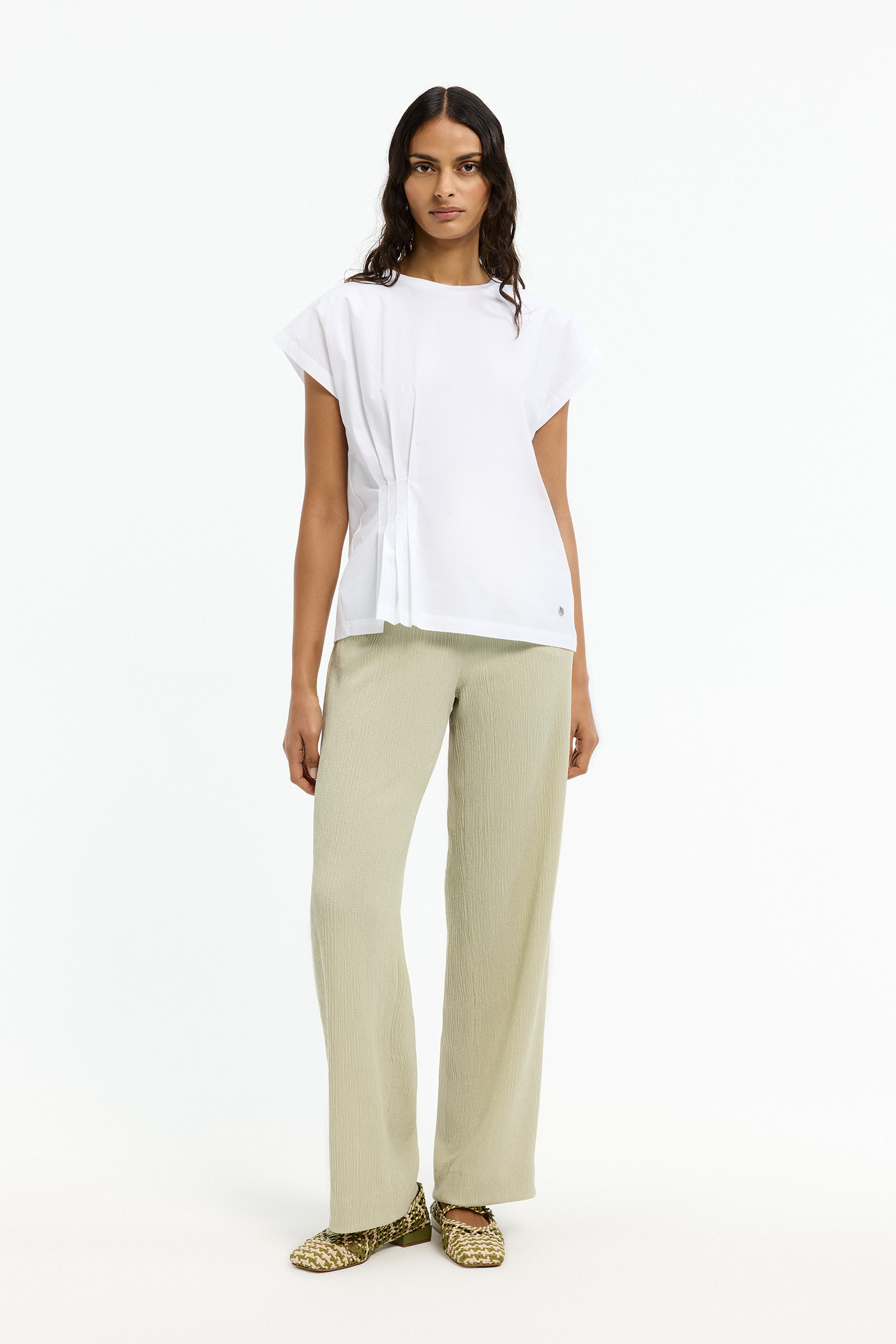 Pantalon confortable en tissu fripé